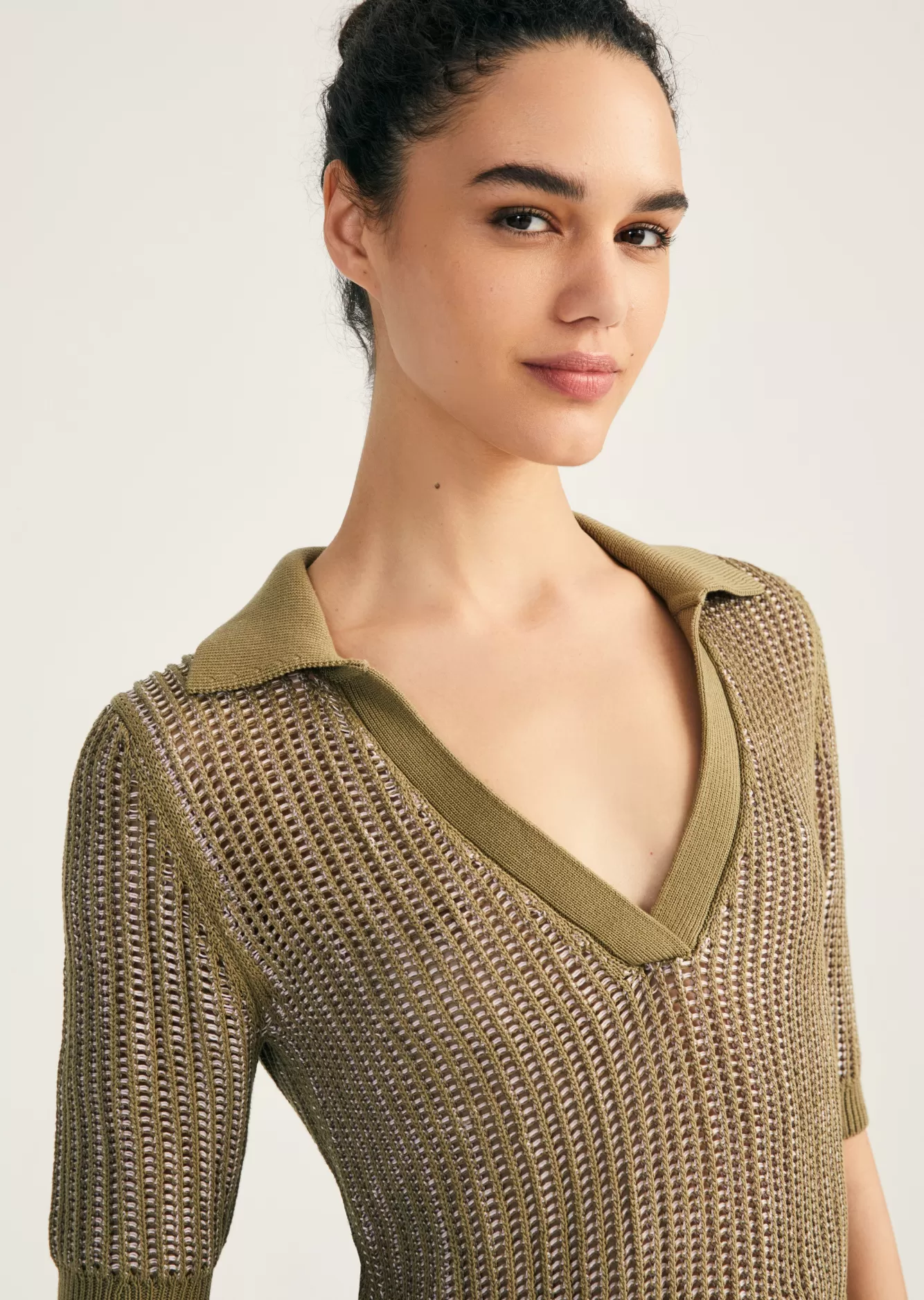 Derek Lam Axelle Polo Sweater Oregano-Hyacinth Hot