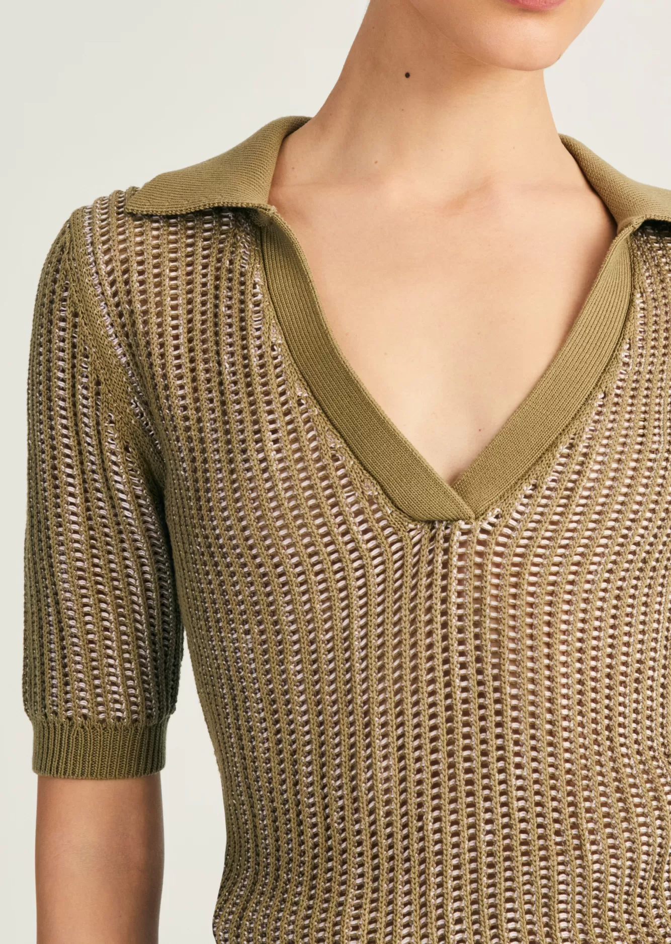 Derek Lam Axelle Polo Sweater Oregano-Hyacinth Hot