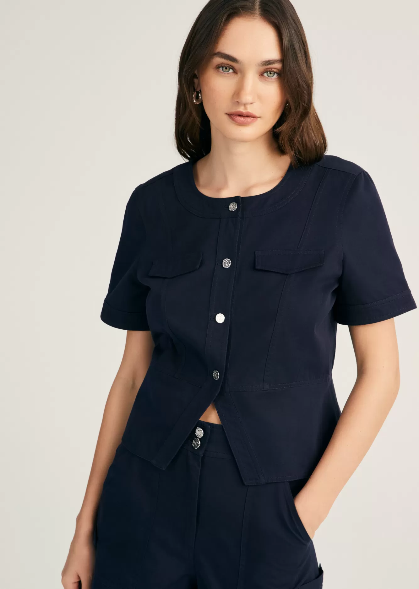 Derek Lam Brenda Short Sleeve Peplum Jacket Night Sky Store