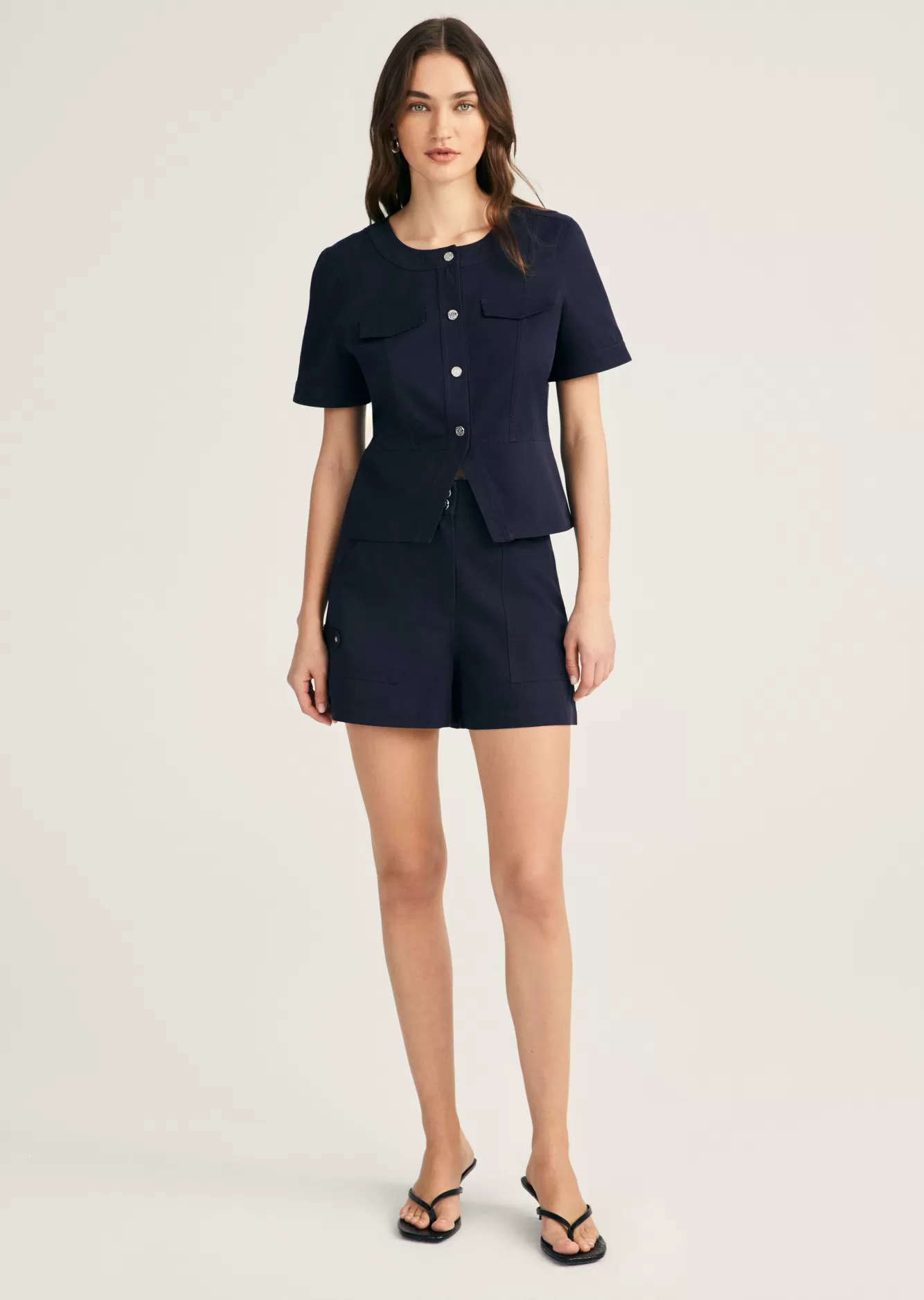 Derek Lam Brenda Short Sleeve Peplum Jacket Night Sky Store