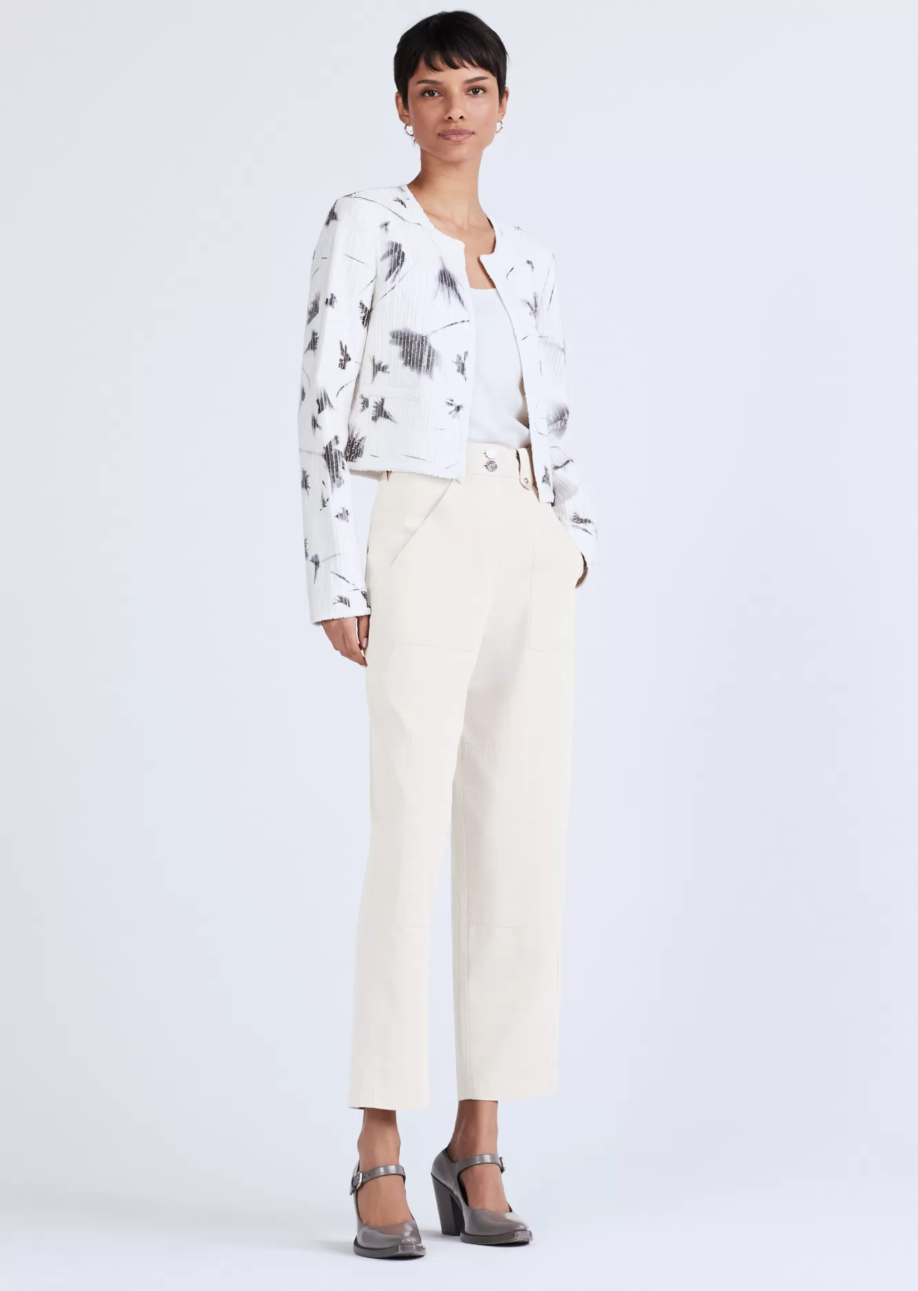 Derek Lam Cameron Sequin Jacket White Black Multi Clearance