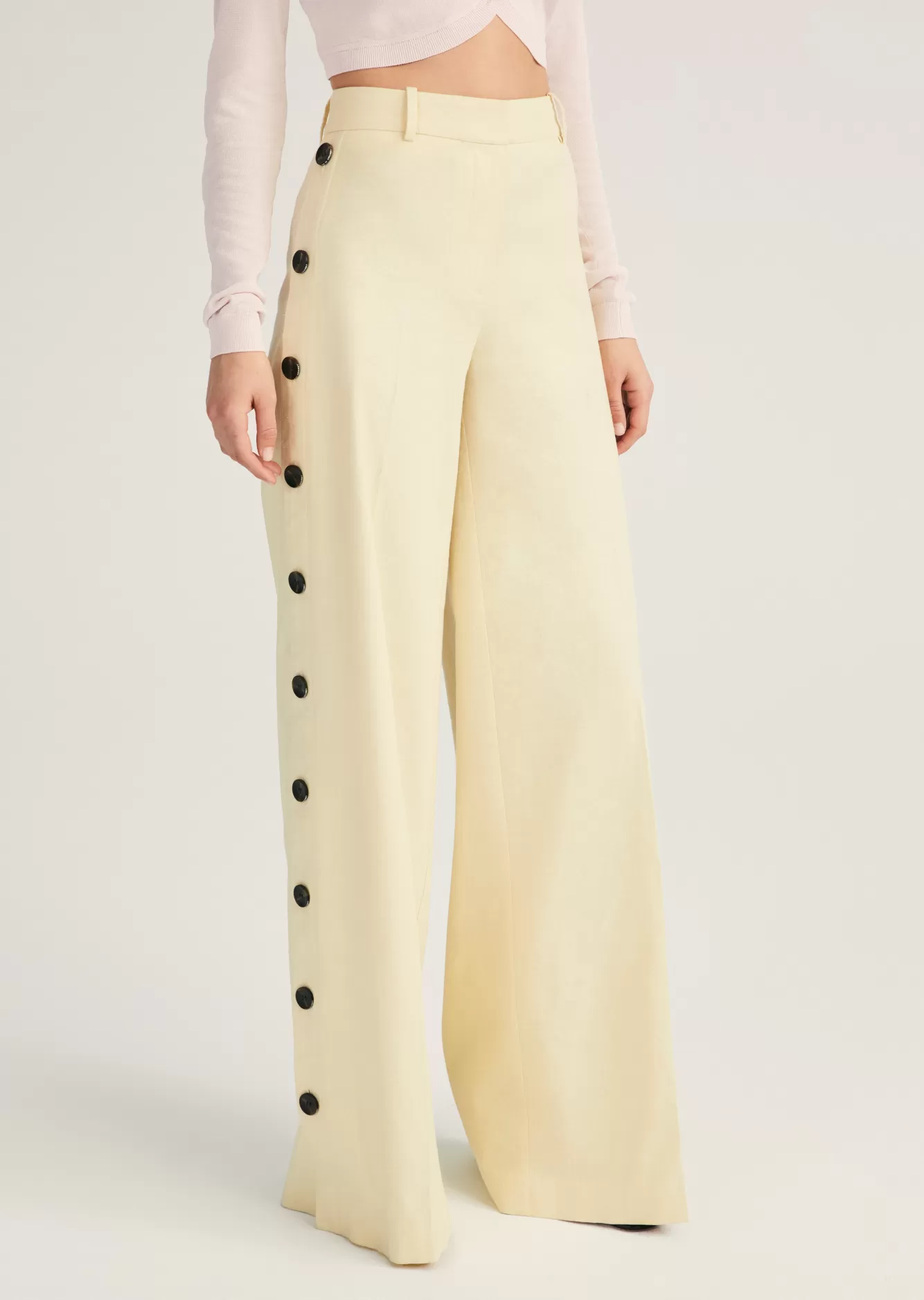 Derek Lam Carter Wide Leg Button Detail Trouser Sorbet Fashion