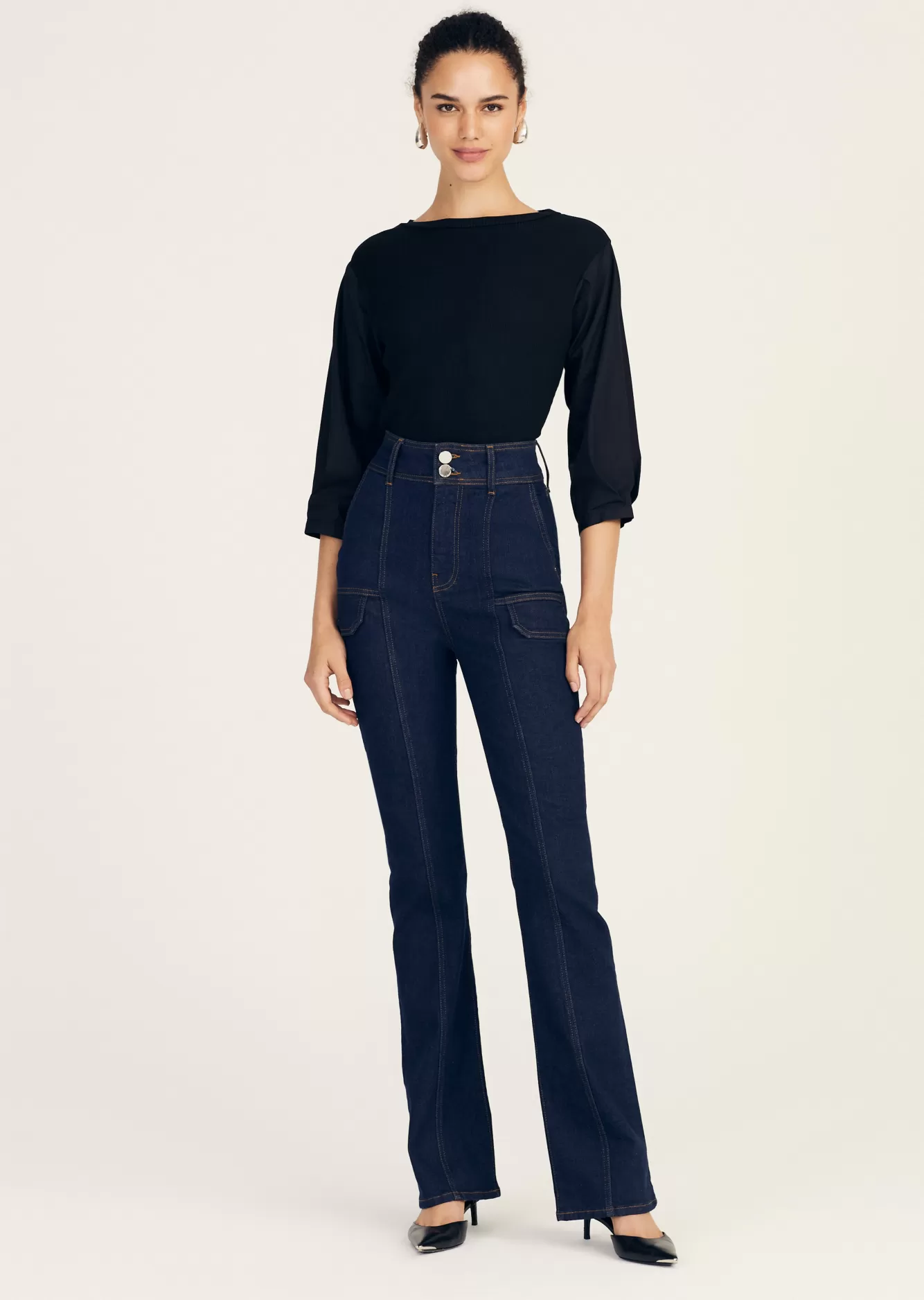 Derek Lam Charles High Rise Pocket Flare Park Rinse Shop