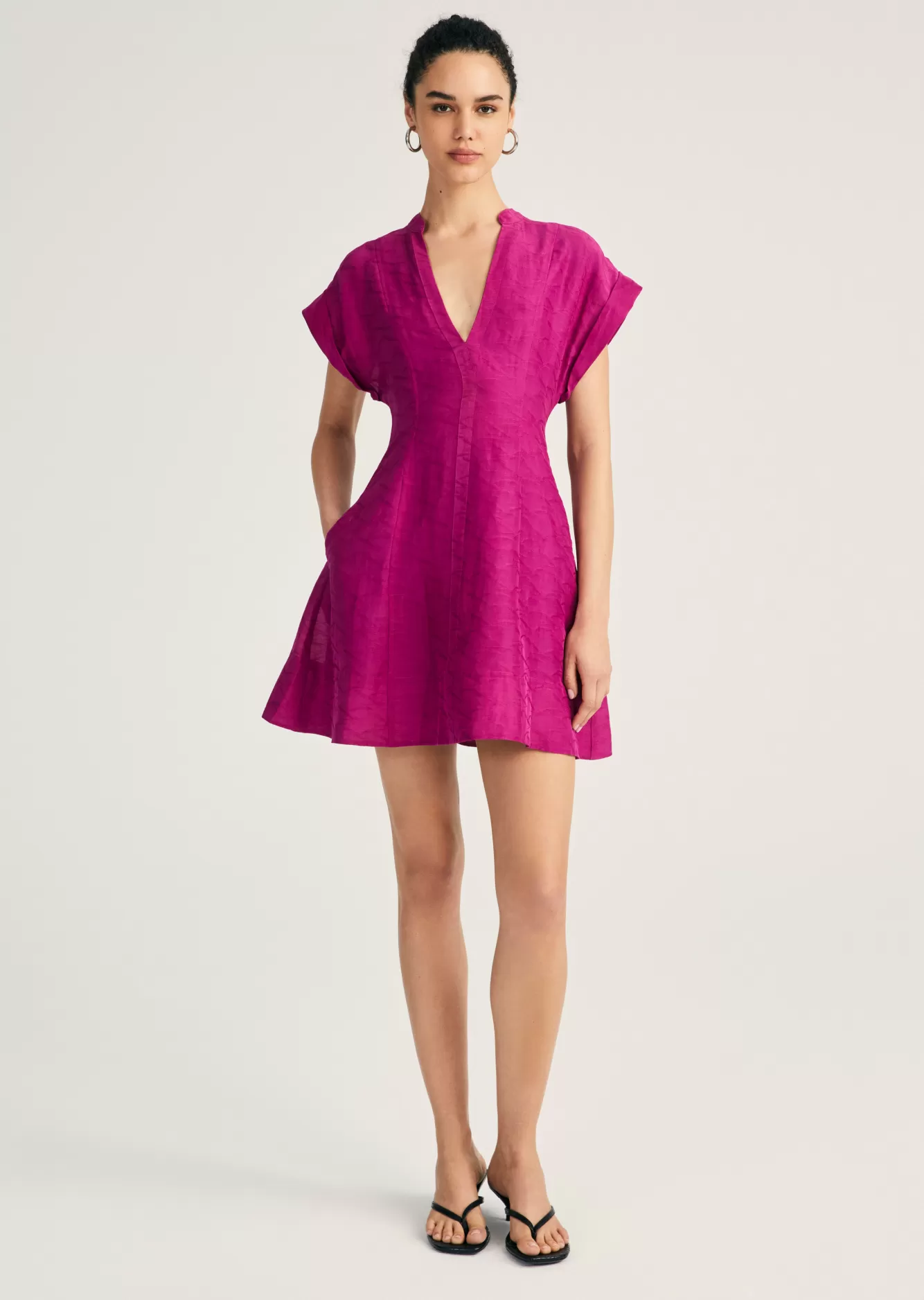 Derek Lam Christina Short Sleeve Mini Dress Hibiscus Cheap