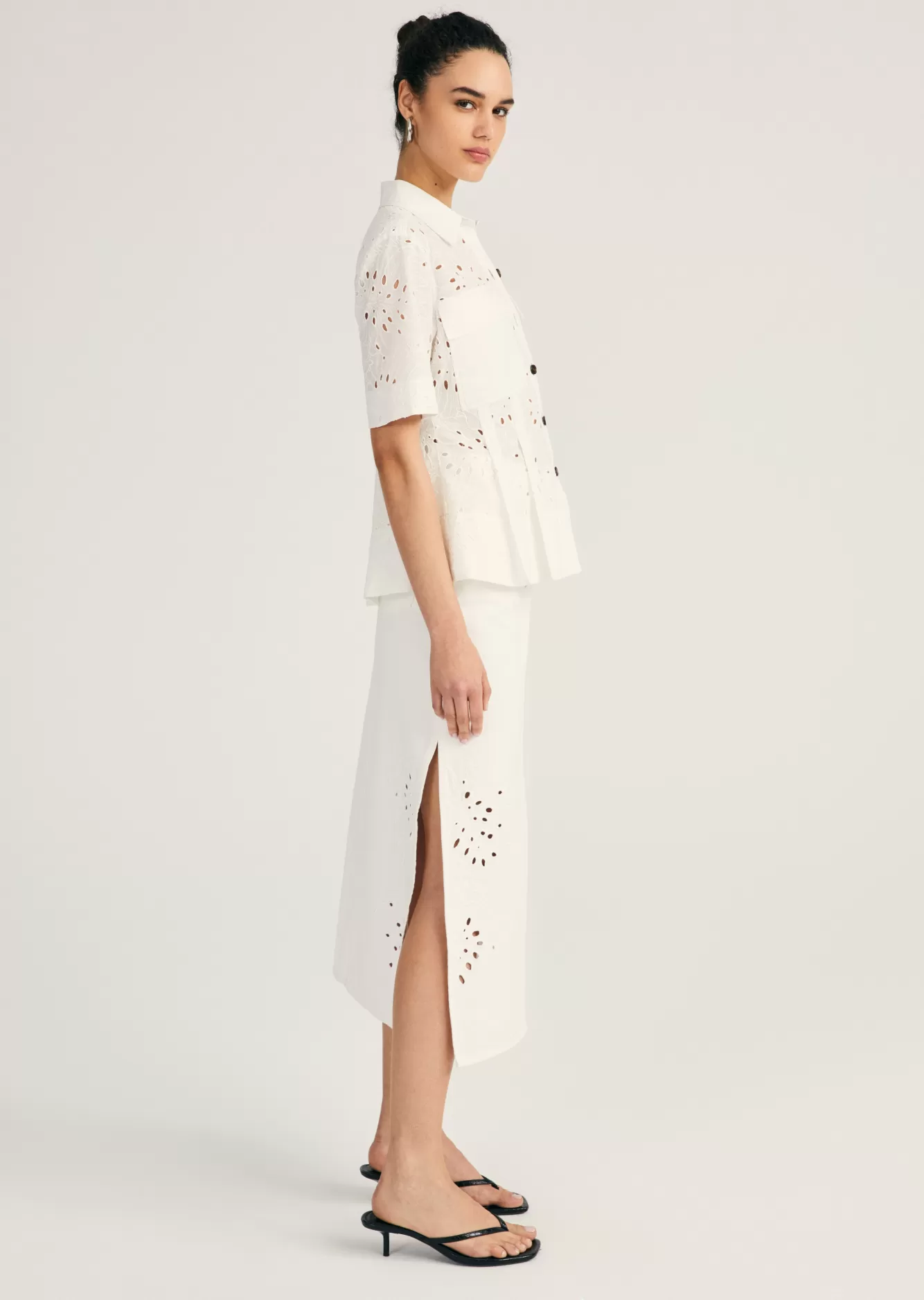 Derek Lam Cilou Short Sleeve Utility Shirt White-White Discount