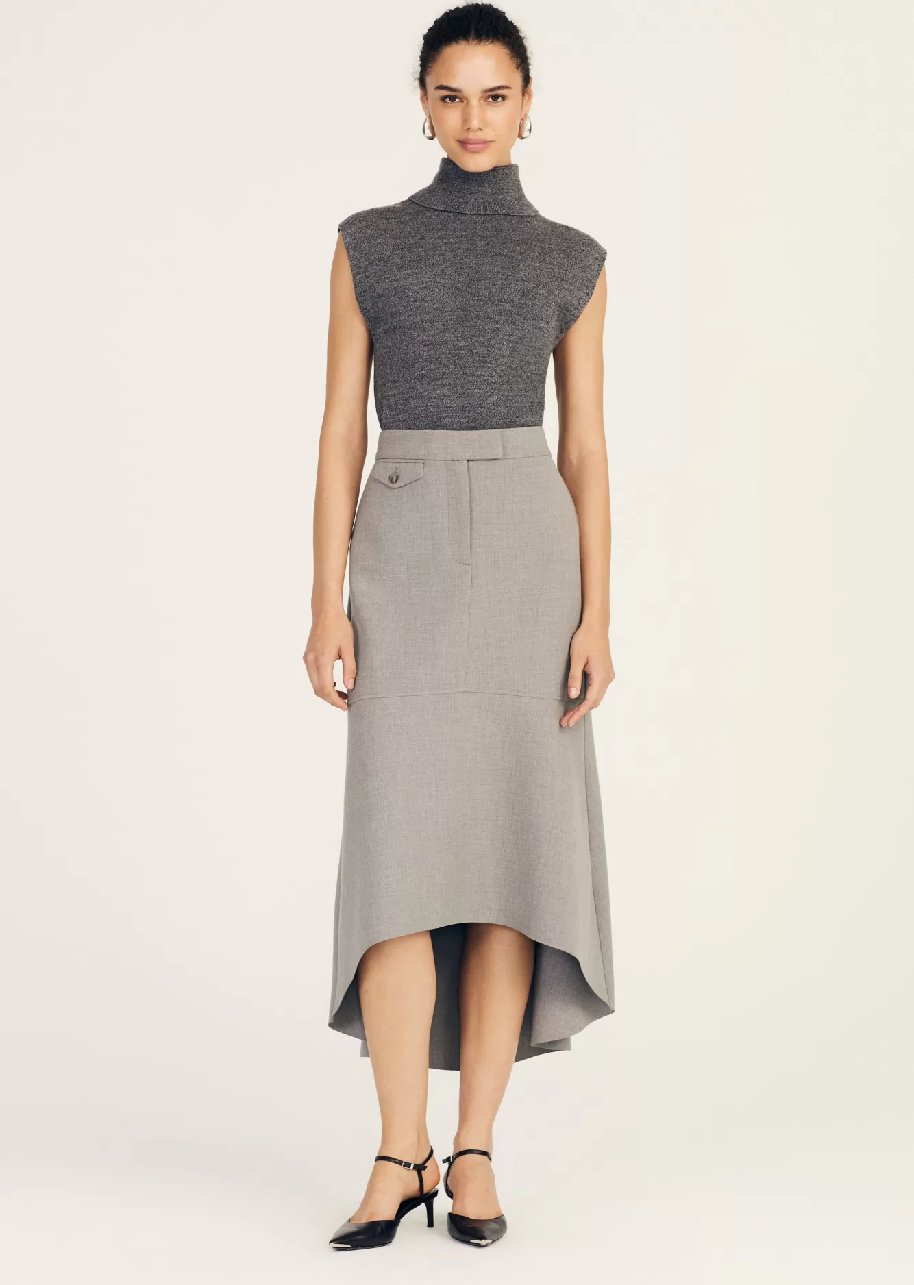 Derek Lam Contro Turtleneck Knit Vest Grey Melange Outlet
