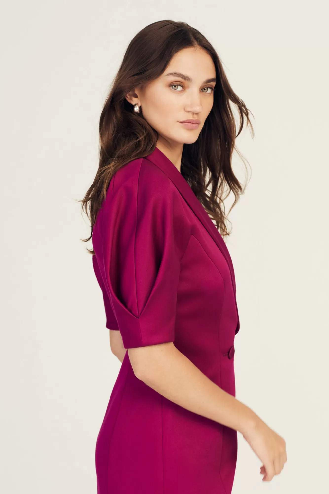 Derek Lam Desiree Short Sleeve Jacket Dress Cerise Store