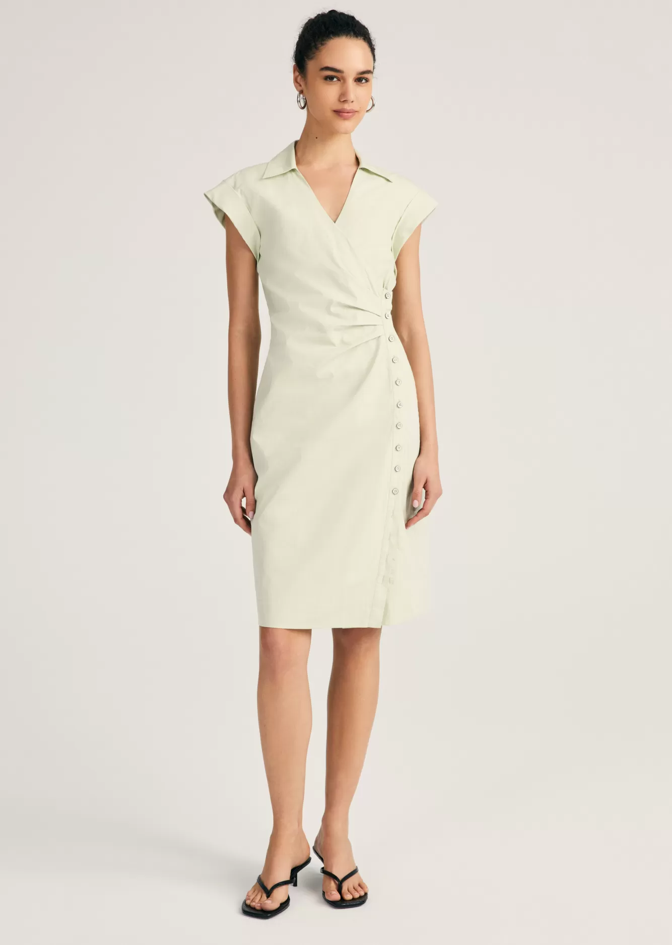 Derek Lam Evi Short Sleeve Buttoned Shirt Dress Jadeite Cheap