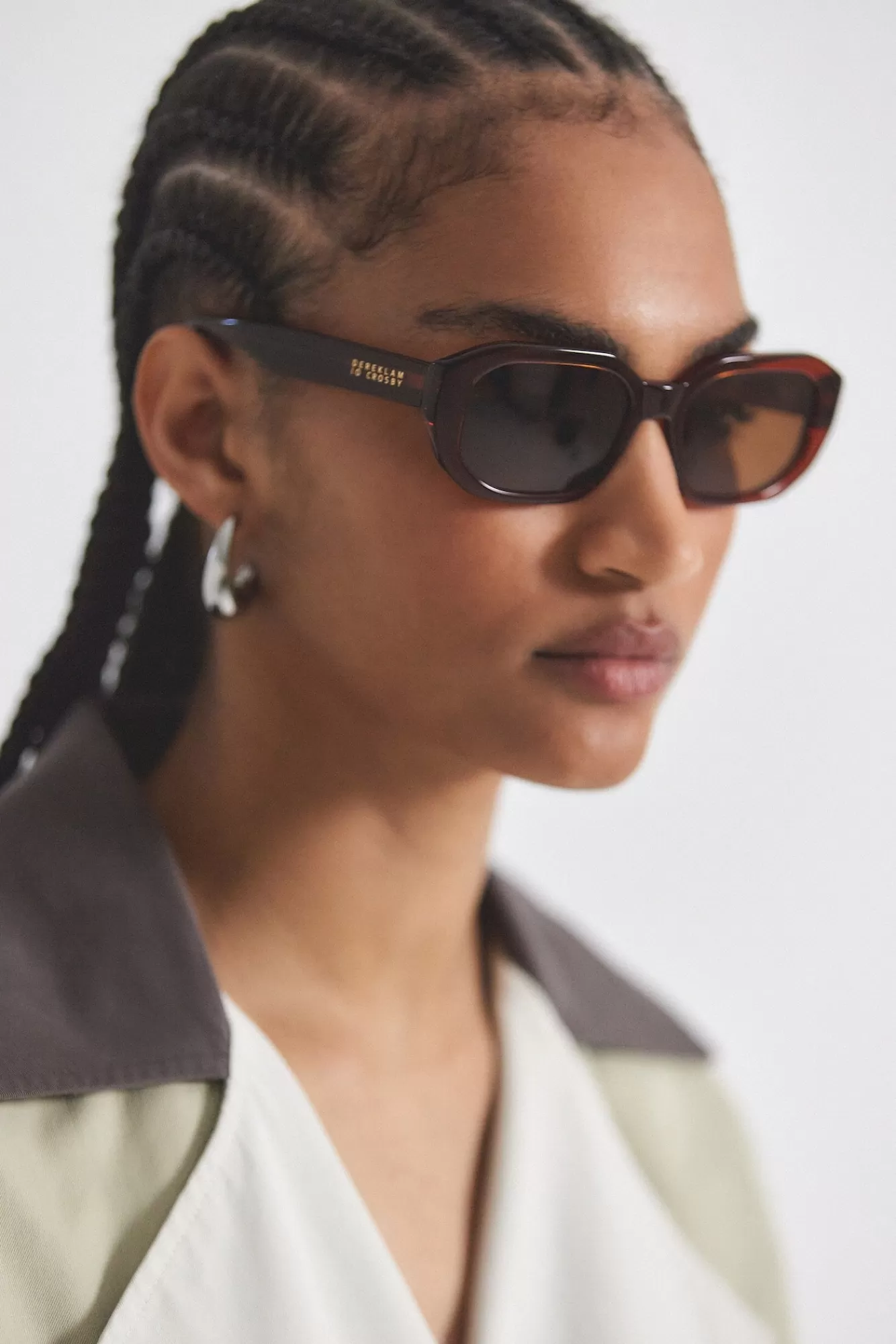 Derek Lam Fidela Angular Chunky Oval Sunglasses Amber New