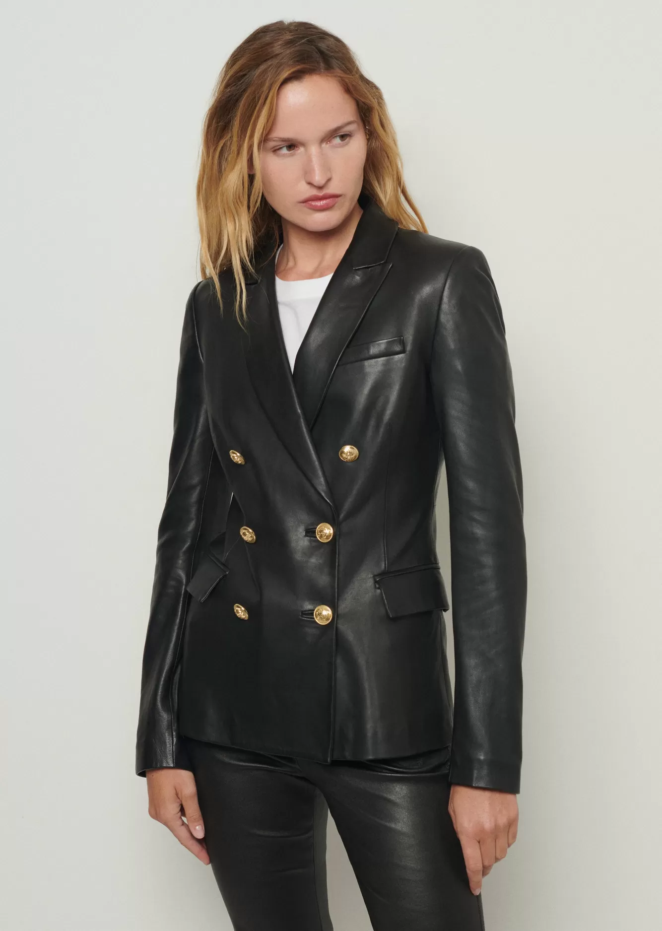 Derek Lam Franklin Double Breasted Jacket Black Leather Outlet