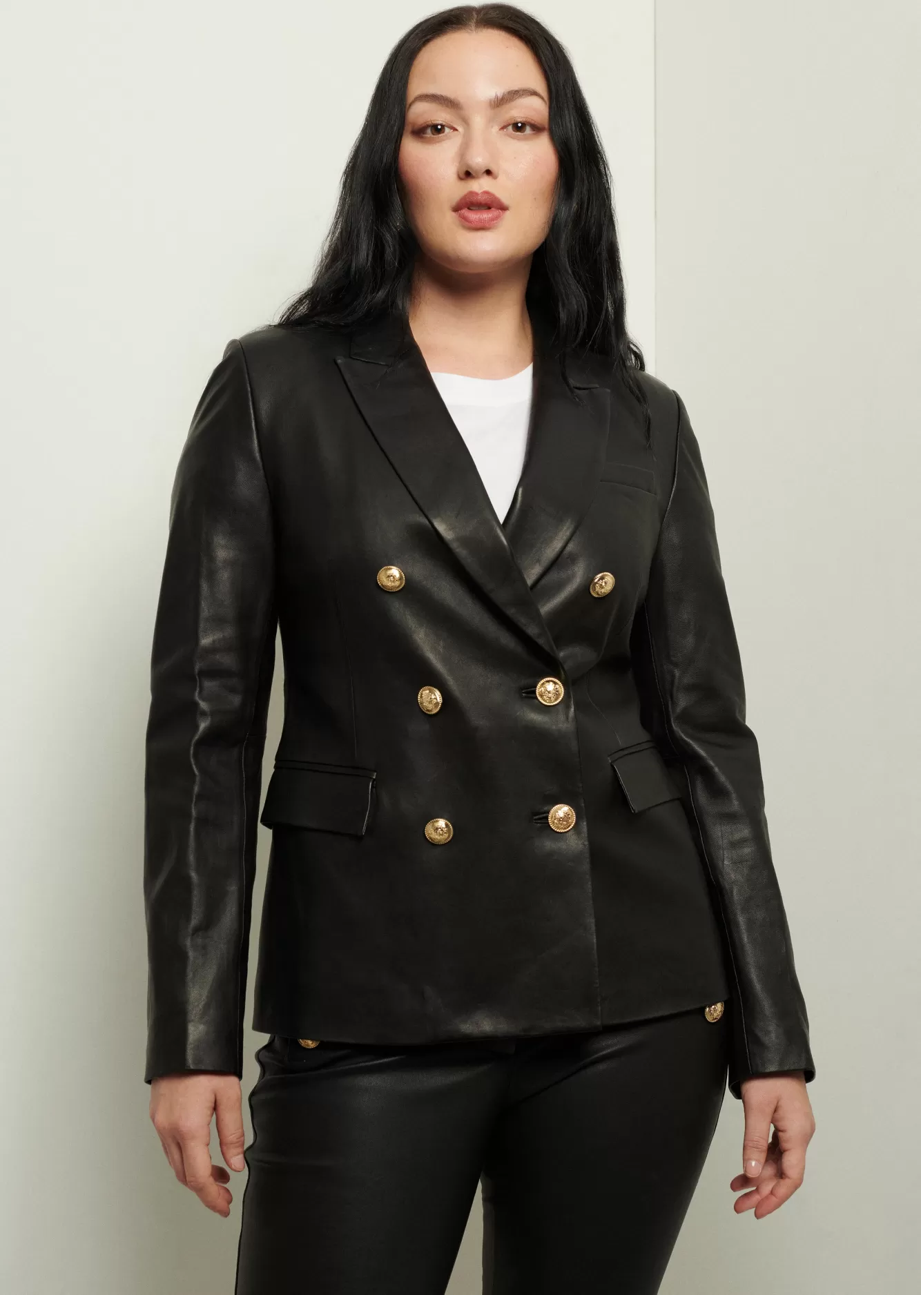 Derek Lam Franklin Double Breasted Jacket Black Leather Outlet
