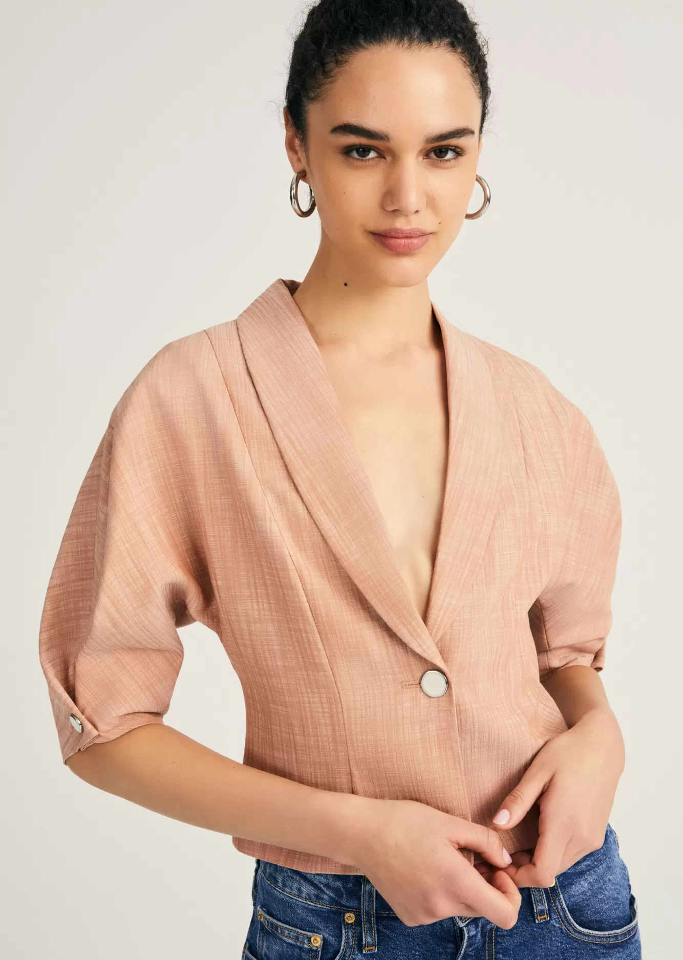 Derek Lam Gabriel Short Sleeve Jacket Caramel Online