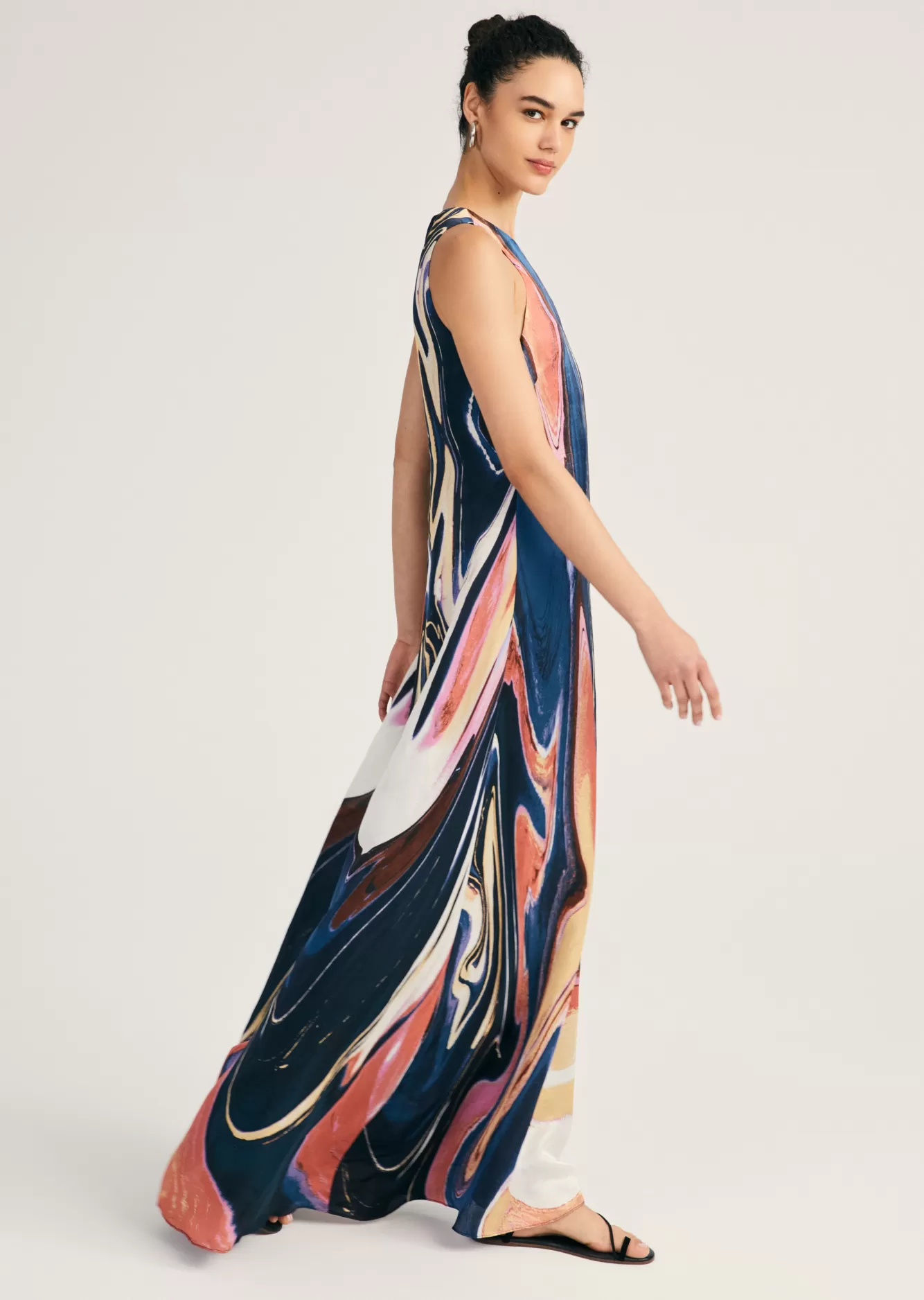 Derek Lam Inaya Sleeveless Maxi Dress Marble Multi Clearance
