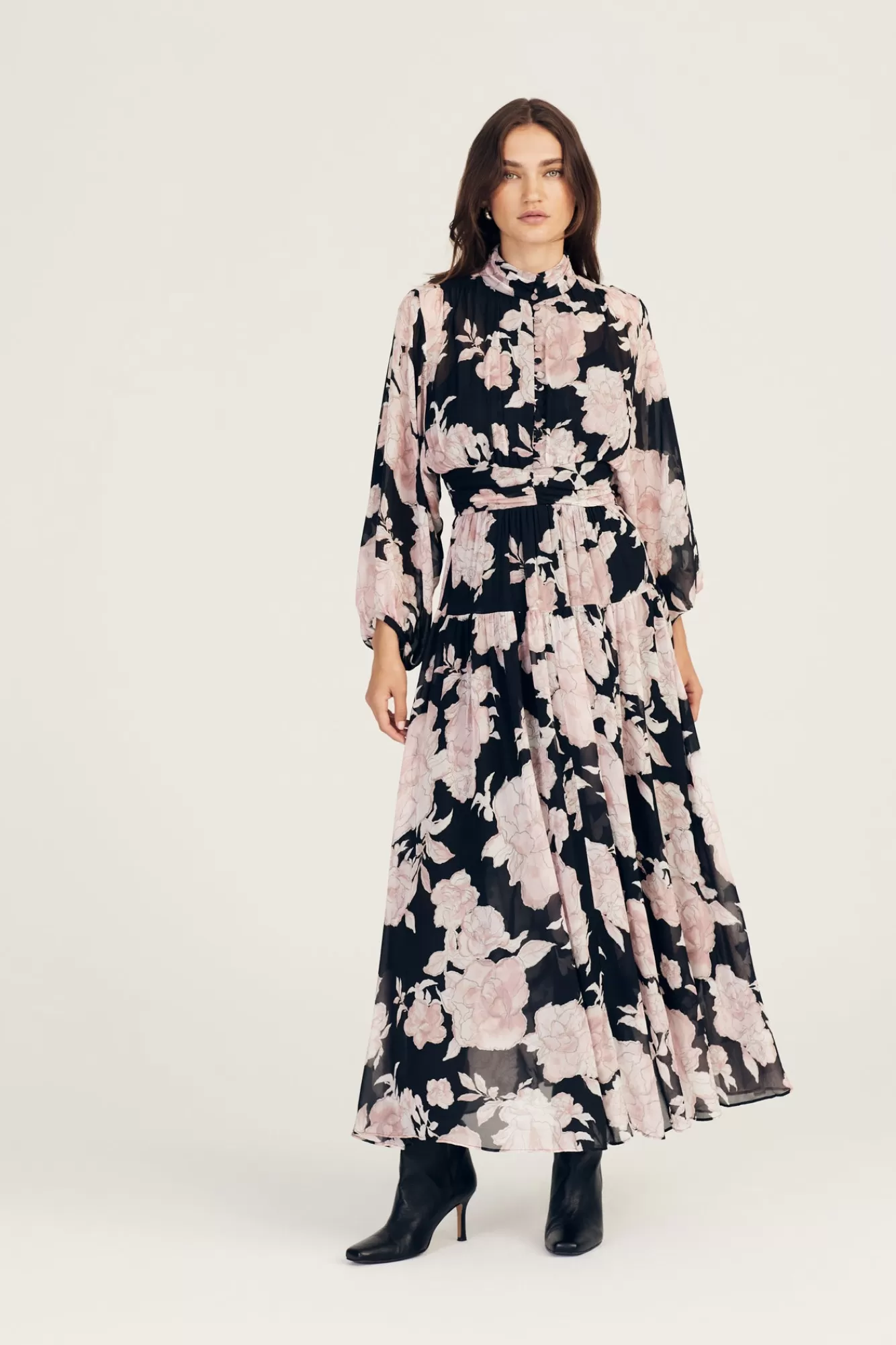 Derek Lam Jolie Midi Dress Oyster Pink-Bordelaise Fashion