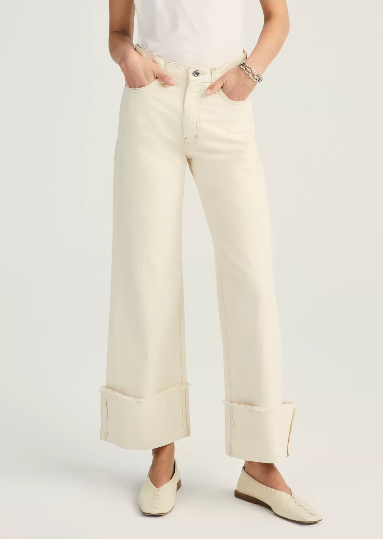 Derek Lam Koren Cuffed Straight Leg Natural Fashion