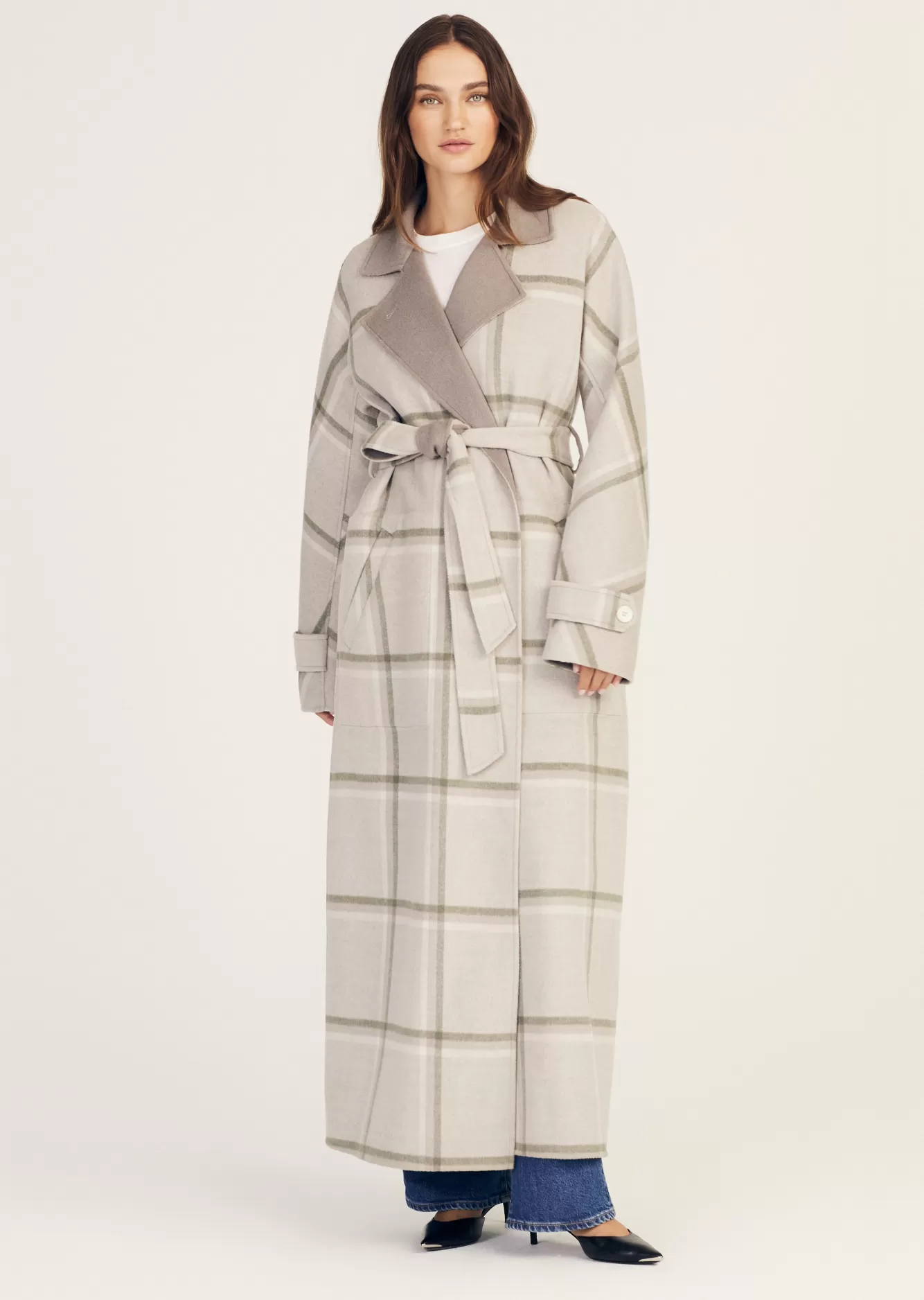 Derek Lam Leone Reversible Double Face Wool Coat Grey-Sage New