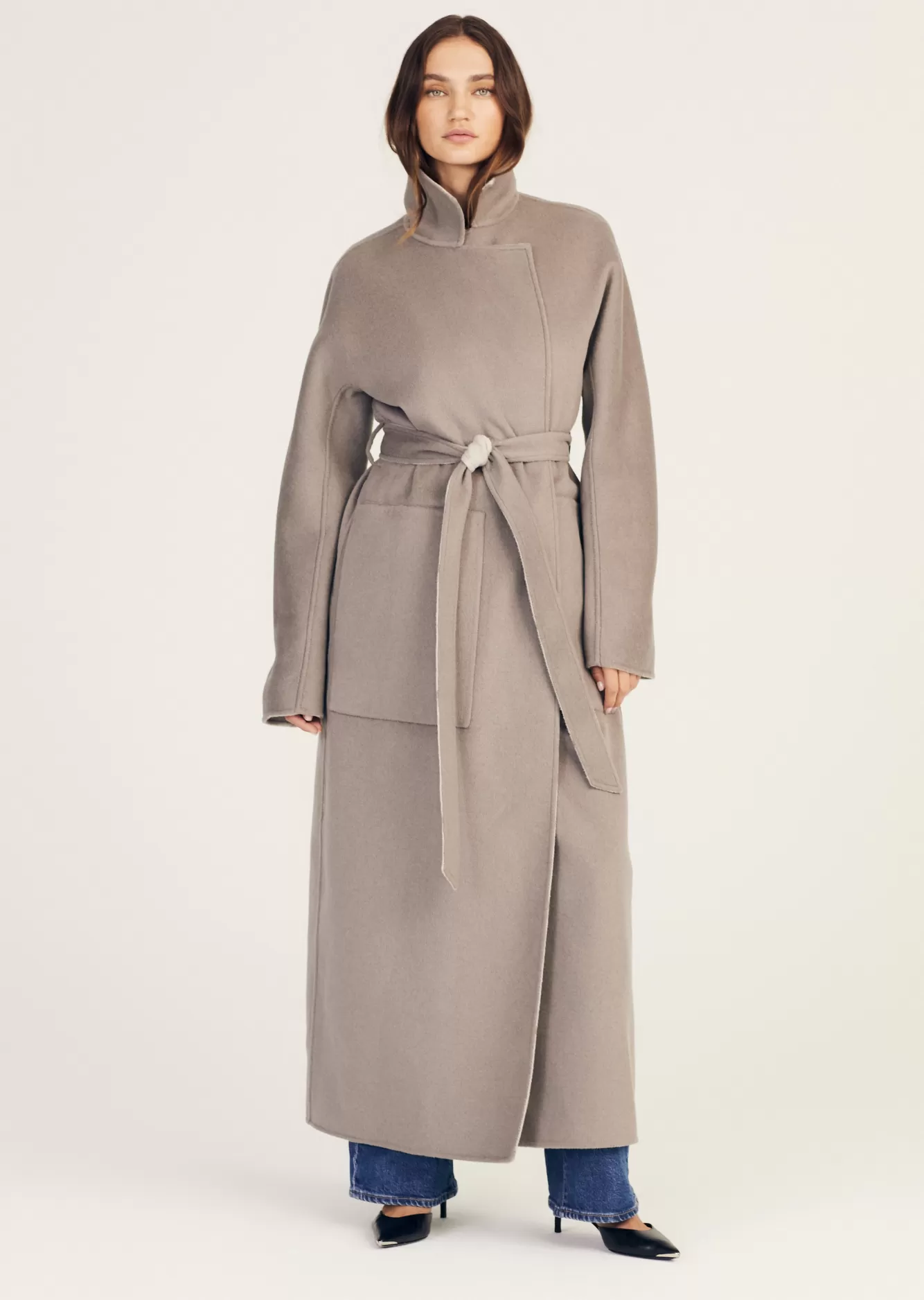 Derek Lam Leone Reversible Double Face Wool Coat Grey-Sage New
