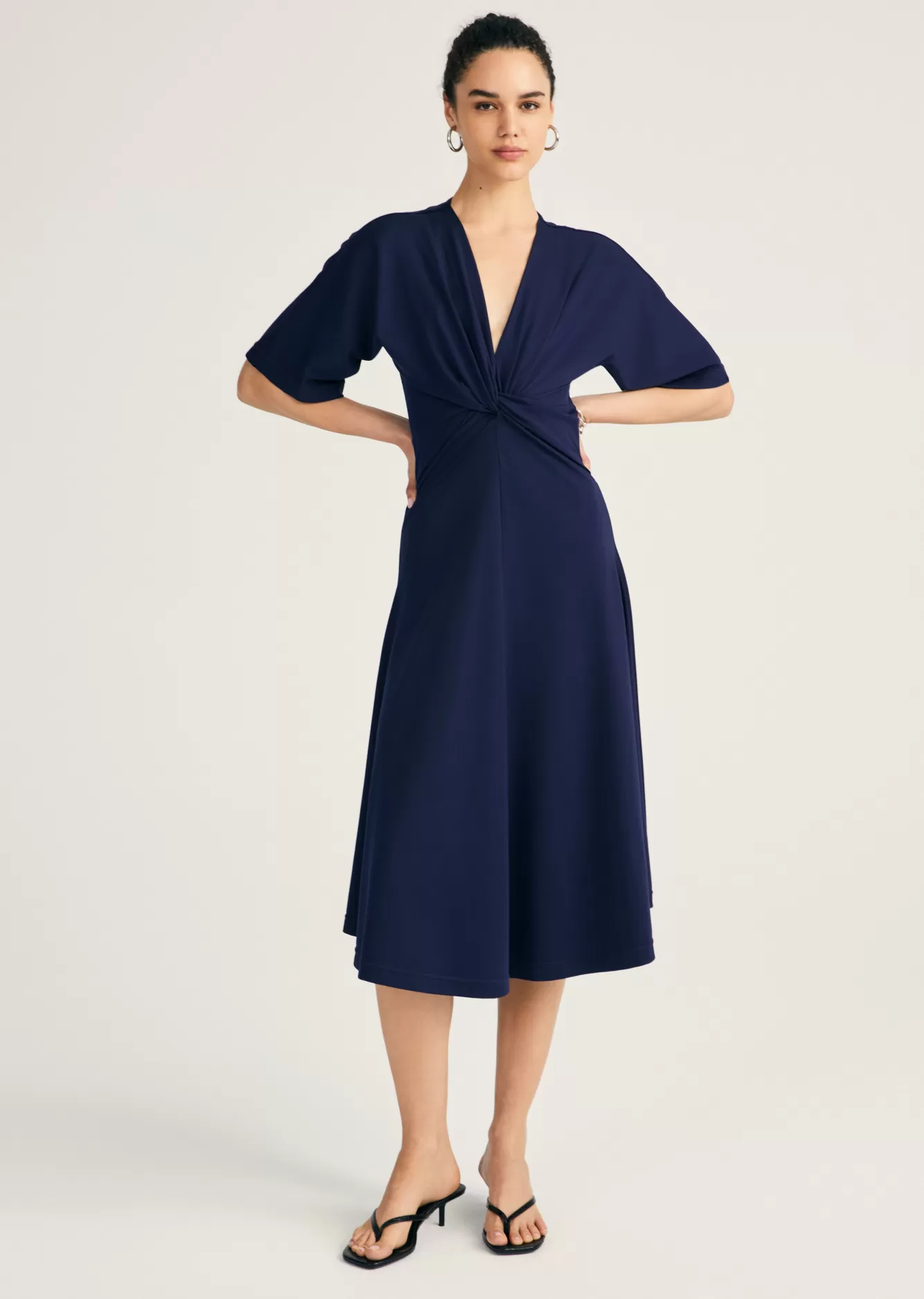 Derek Lam Lorraine Twist Front Midi Dress Baltic Clearance