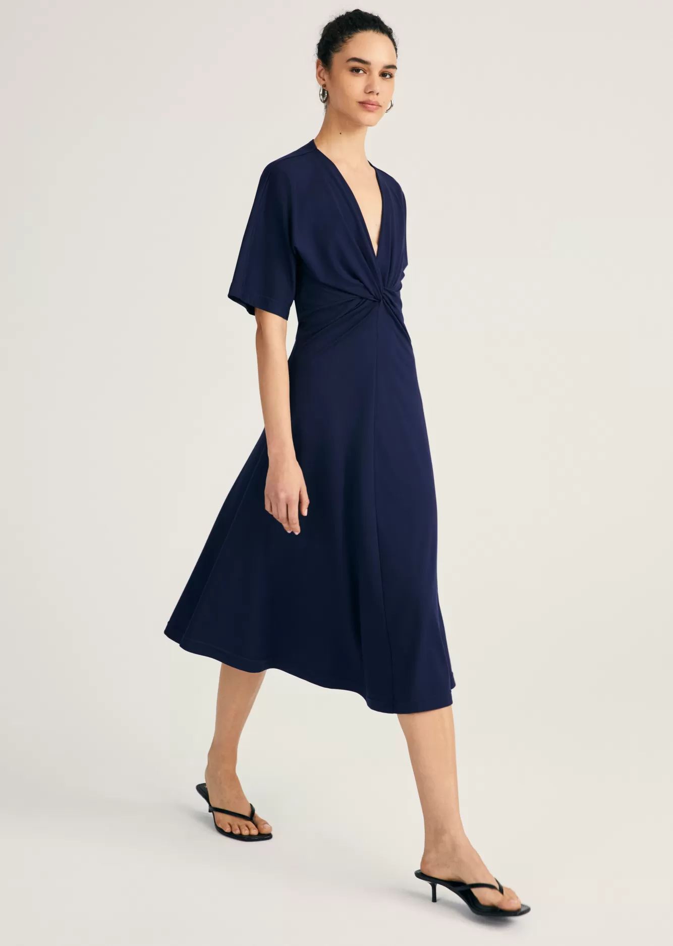 Derek Lam Lorraine Twist Front Midi Dress Baltic Clearance