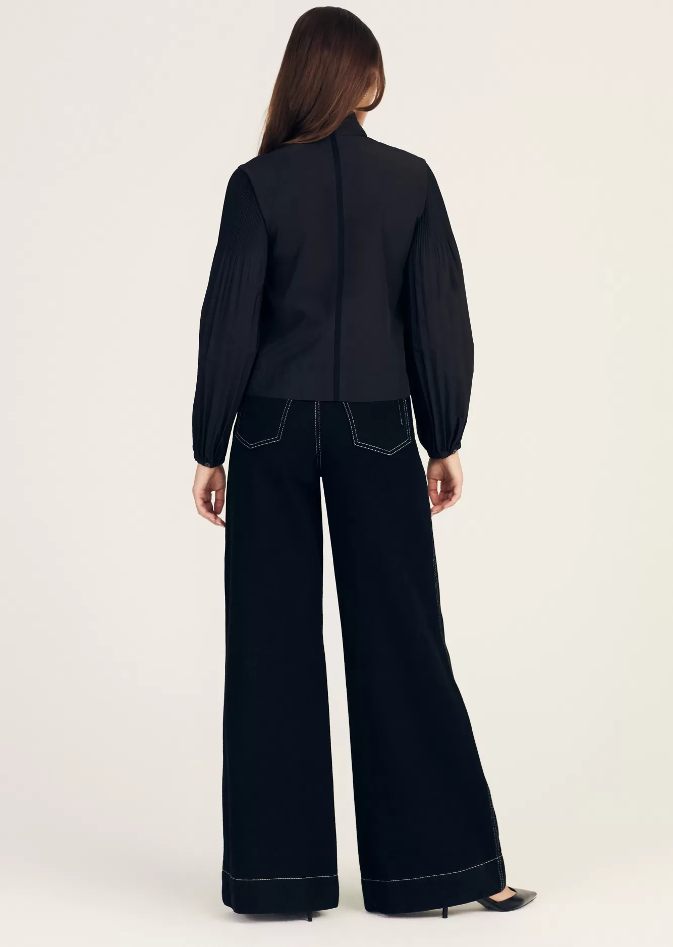 Derek Lam Lupa Pleated Sleeve Top Black Hot