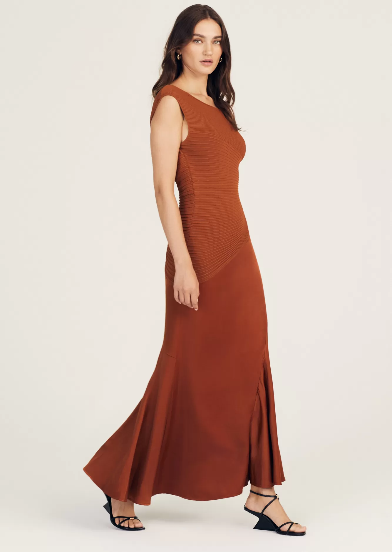 Derek Lam Madeline Mixed Media Dress Copper Clearance
