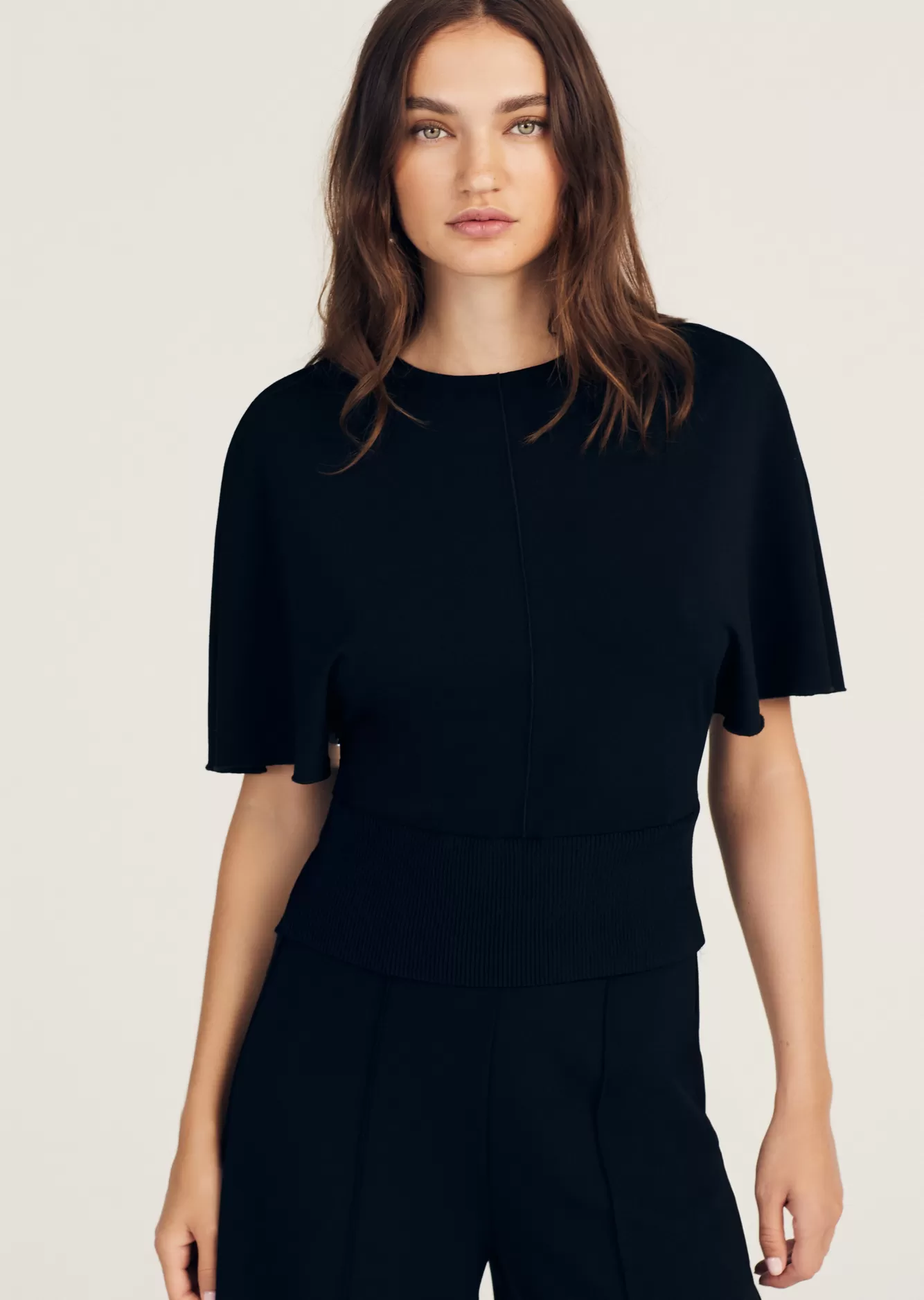 Derek Lam Marva Short Sleeve Knit Top Black Cheap