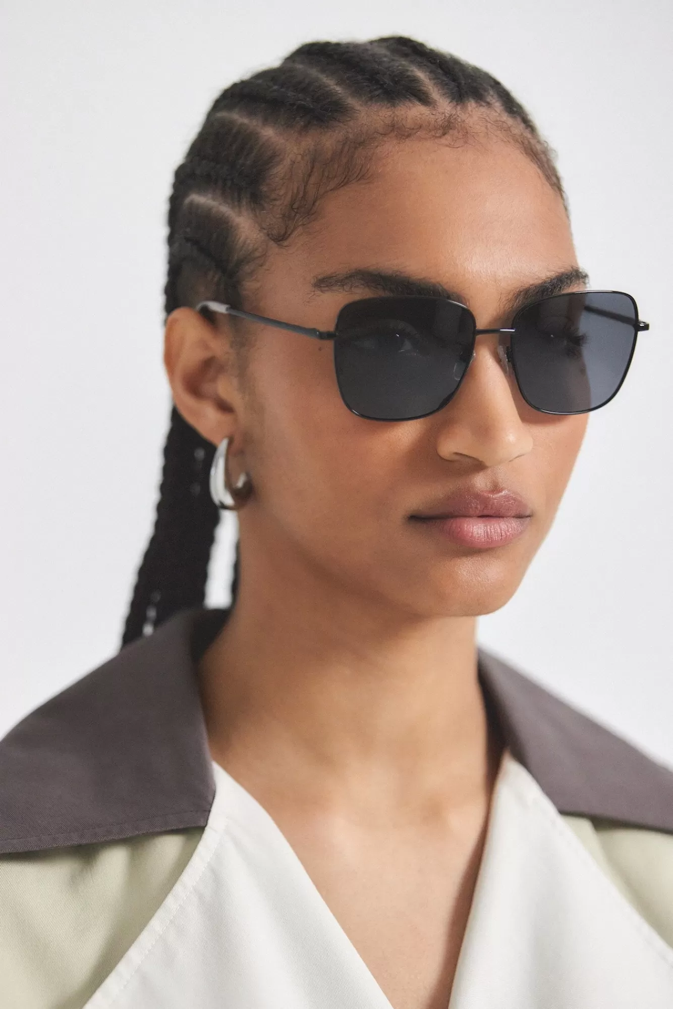 Derek Lam Millie Classic Single Wire Rectangle Sunglasses Black Tortoise Fashion