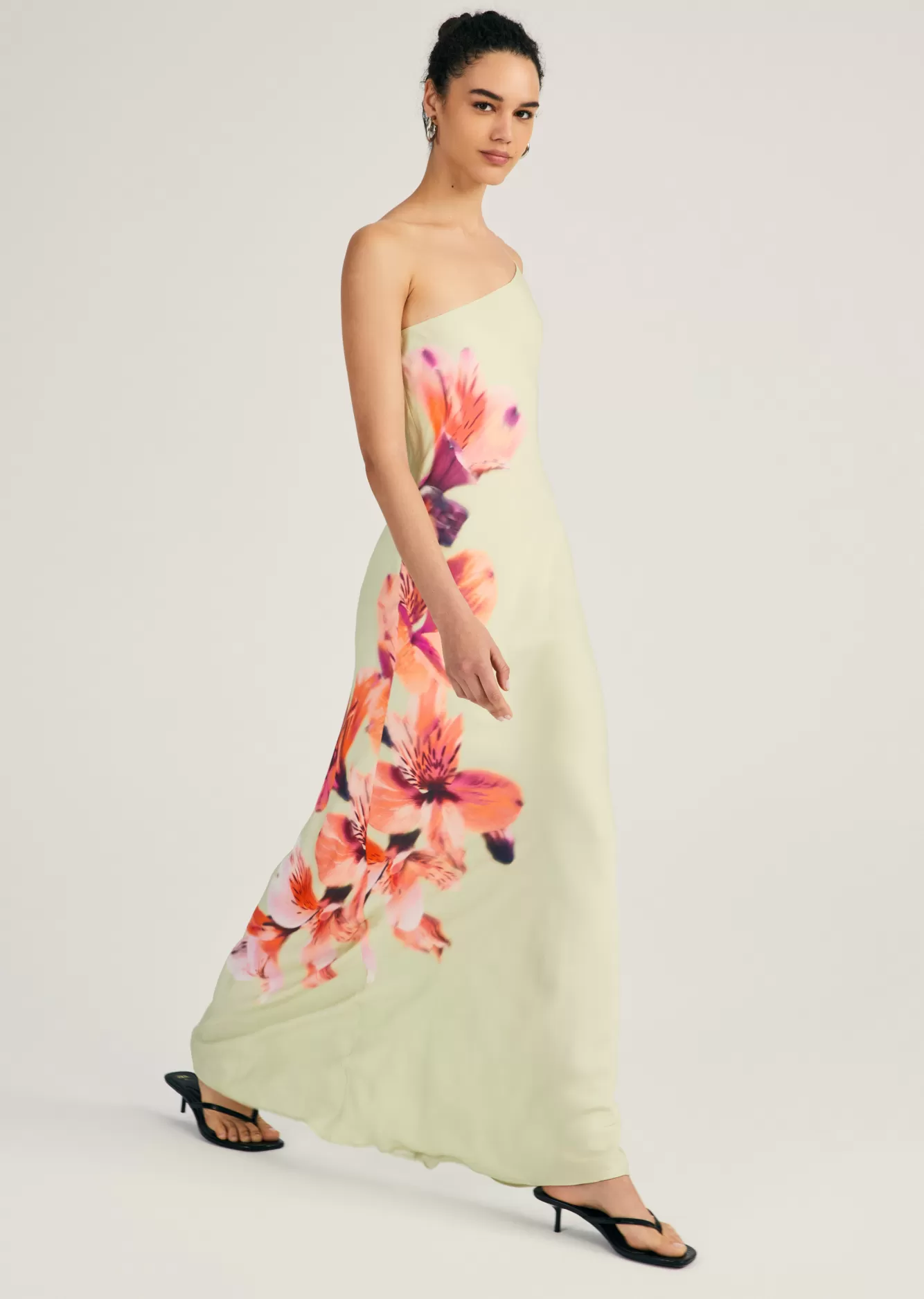 Derek Lam Milou One Shoulder Gown Jadeite Multi Sale