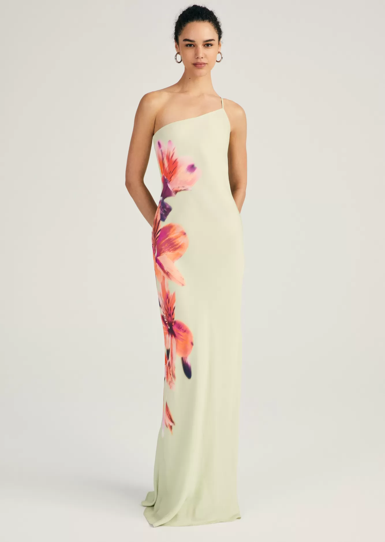 Derek Lam Milou One Shoulder Gown Jadeite Multi Sale