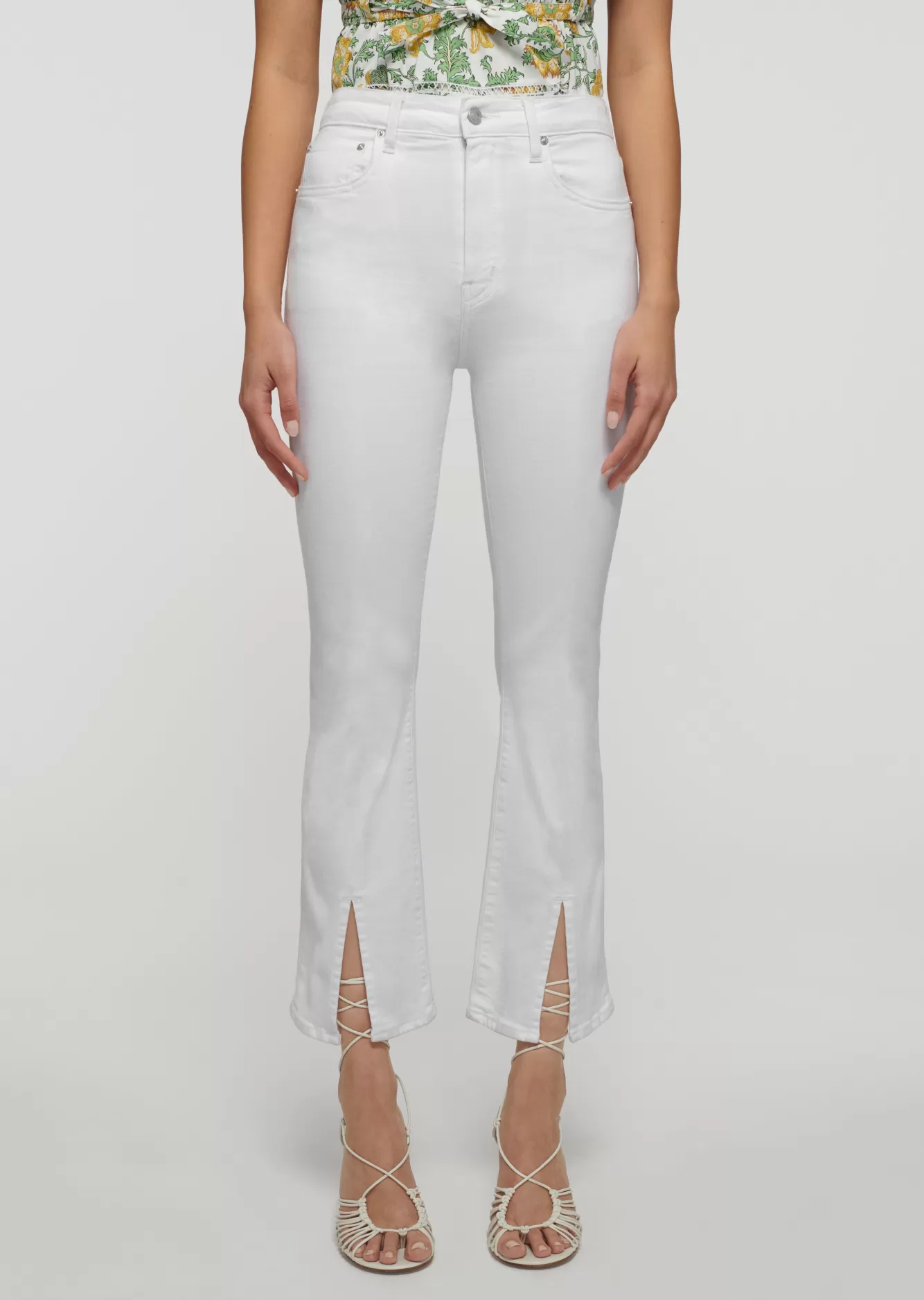 Derek Lam Mira Front Slit Crop Flare Jeans White Store