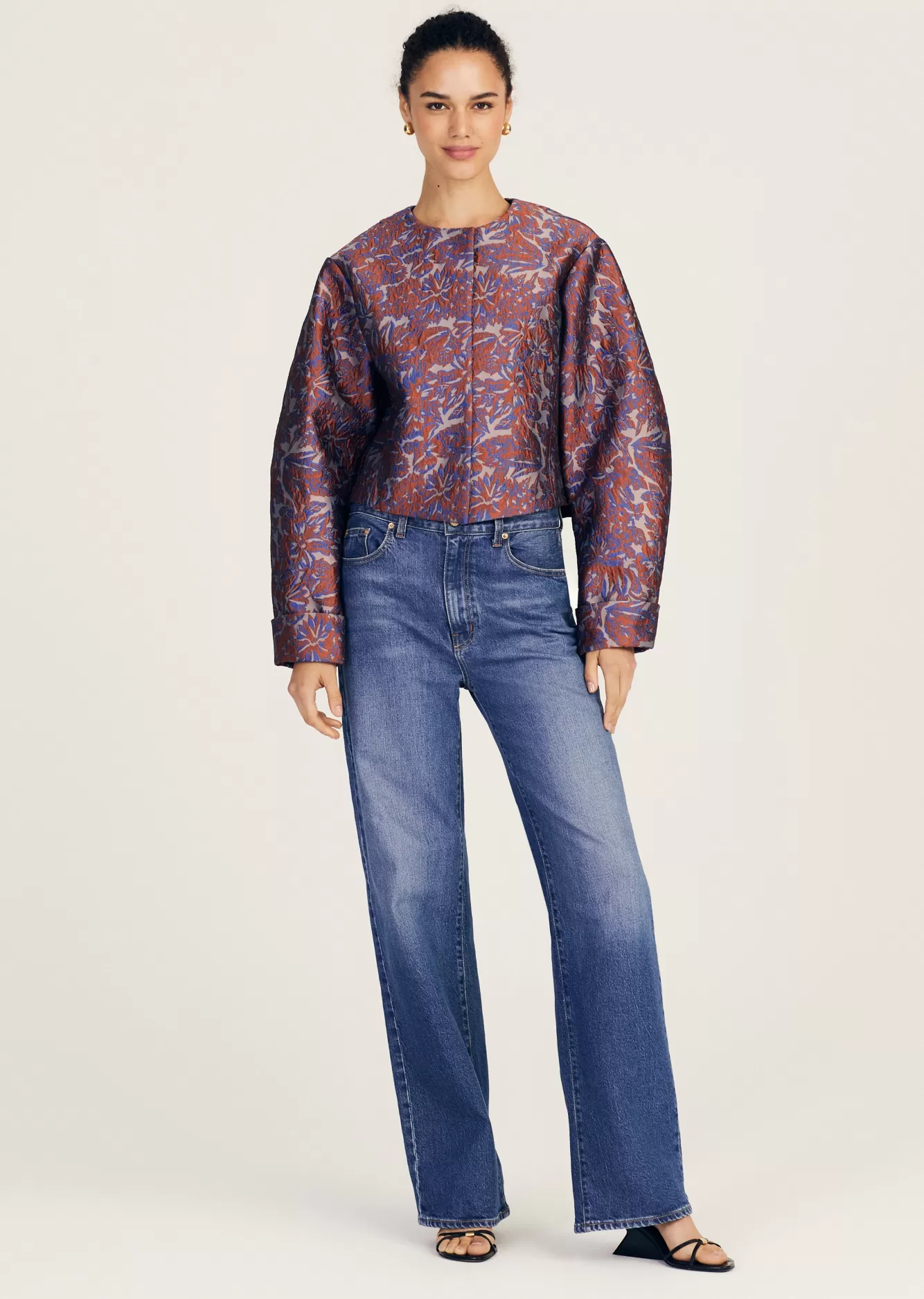 Derek Lam Neville Cloque Jacket Red Ochre Multi Shop