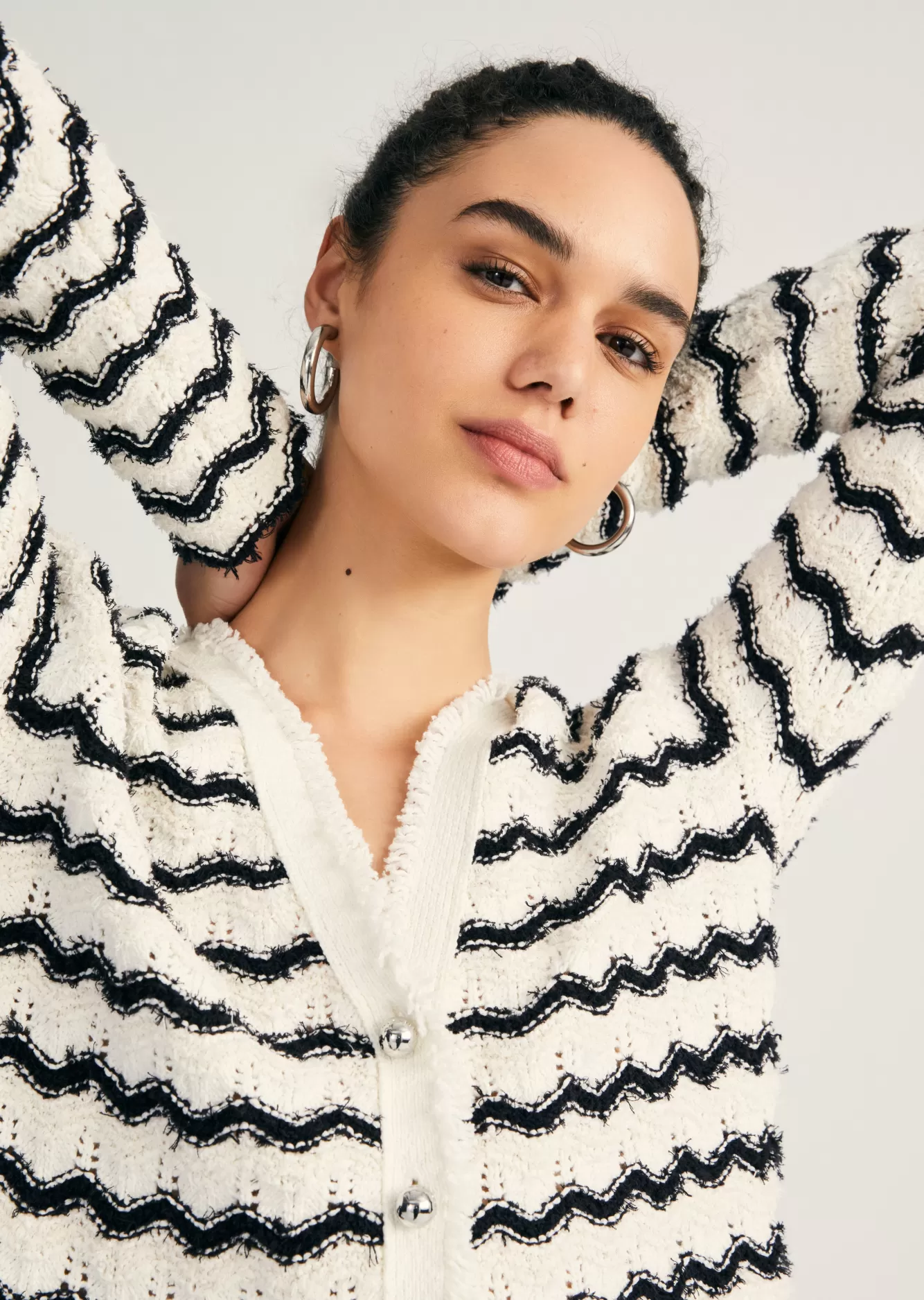 Derek Lam Noé Scalloped Cardigan Cobalt Multi Cheap