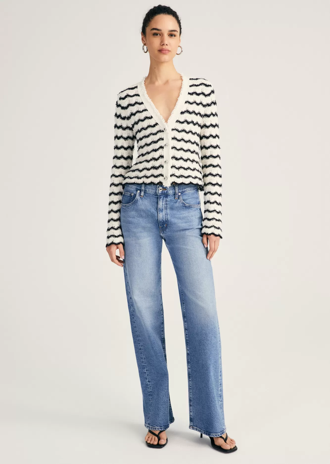 Derek Lam Noé Scalloped Cardigan Cobalt Multi Cheap