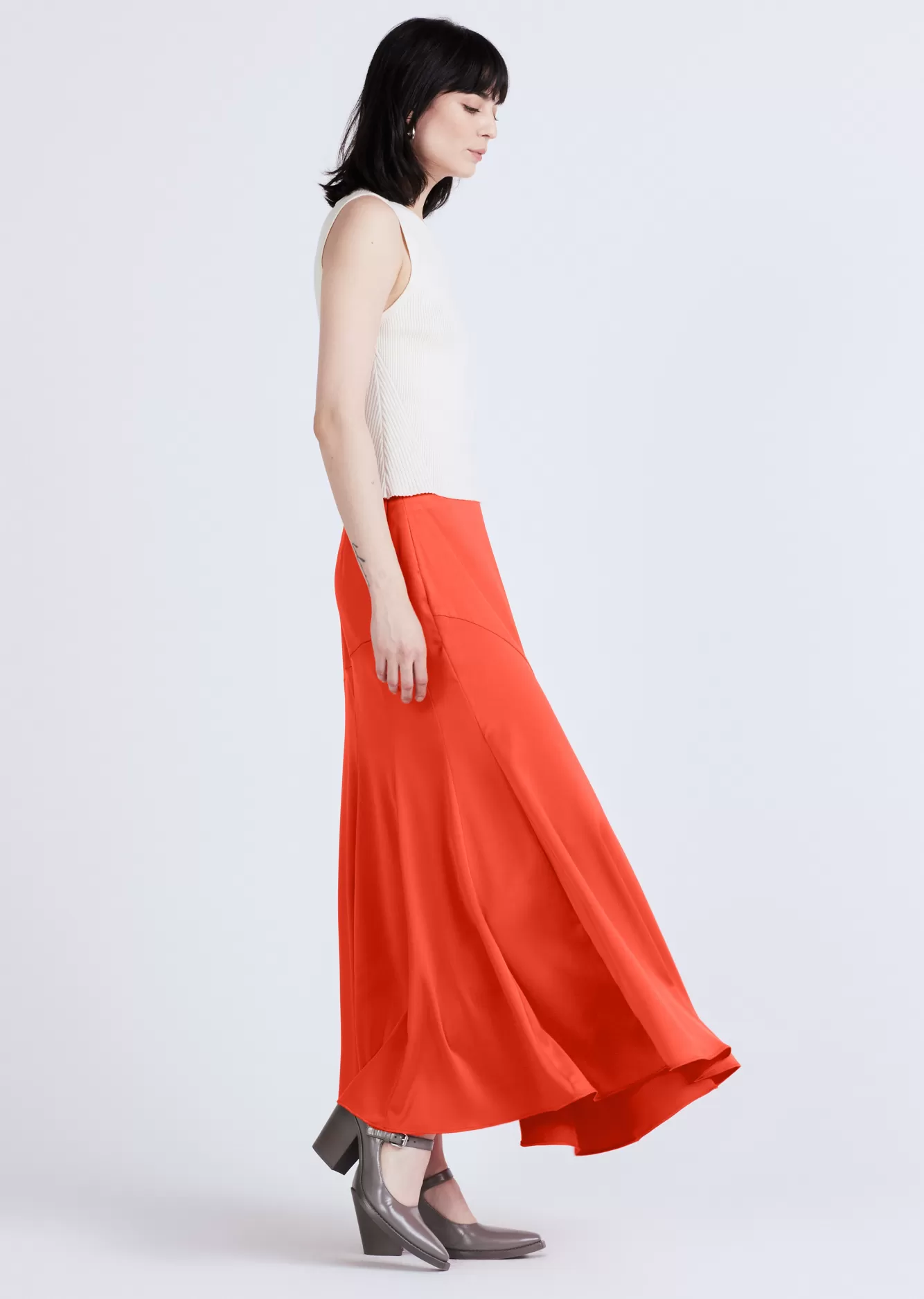 Derek Lam Paulette Flared Midi Skirt Sunset Outlet