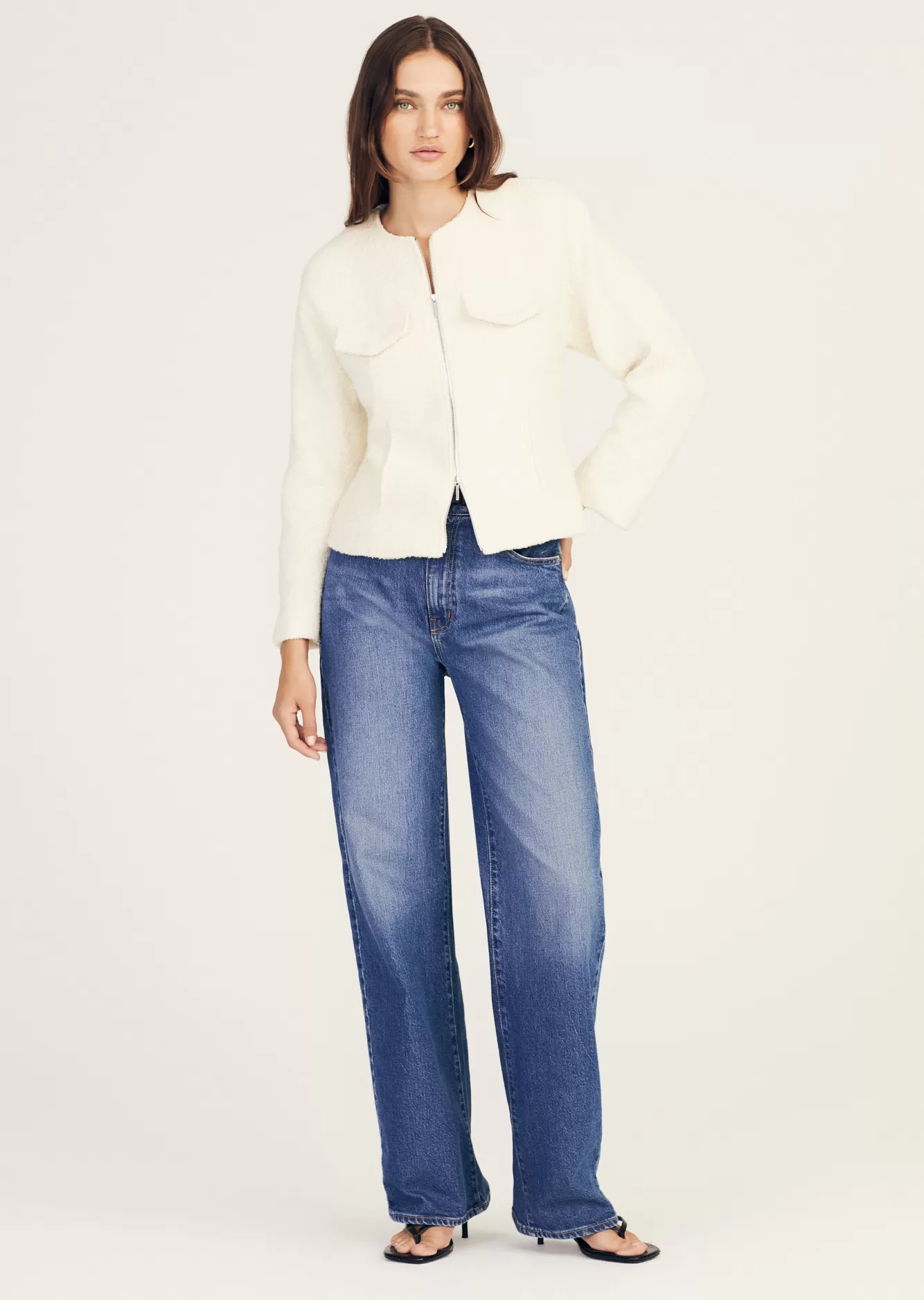 Derek Lam Prewett Zip Front Jacket Blanc de Blanc Cheap