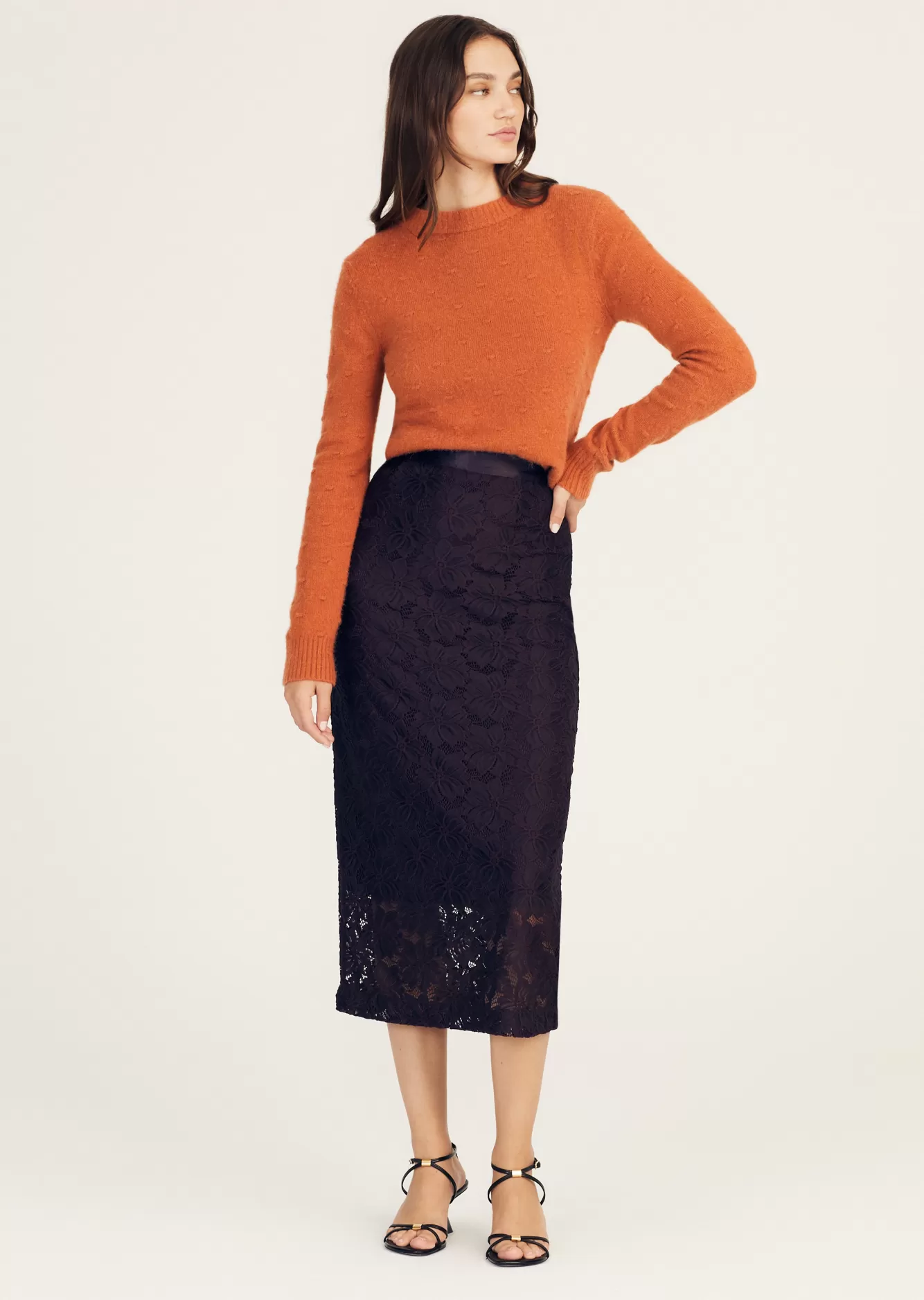 Derek Lam Quentin Bubble Knit Sweater Amber Cheap