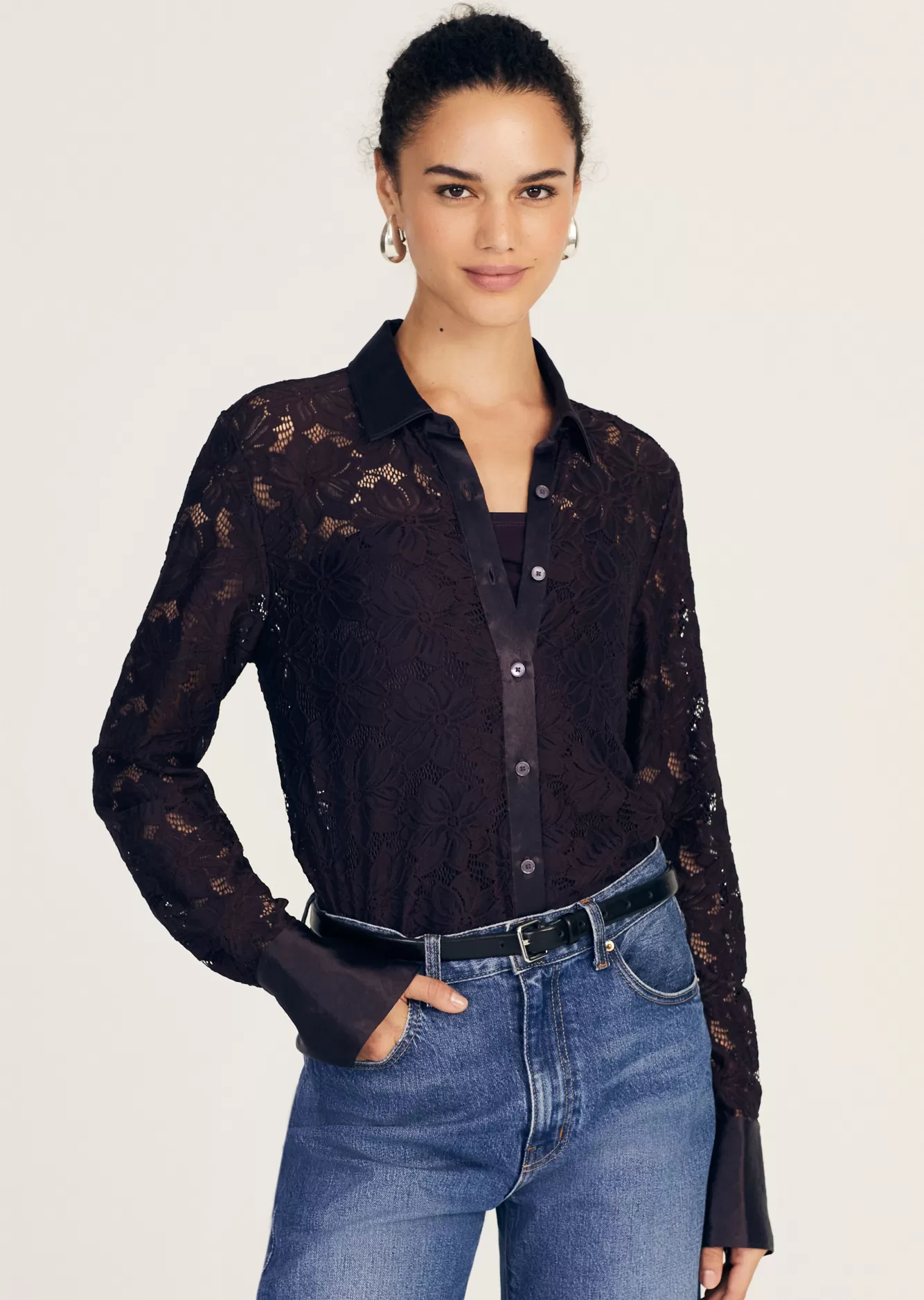 Derek Lam Raissa Button Down Top Aubergine Online