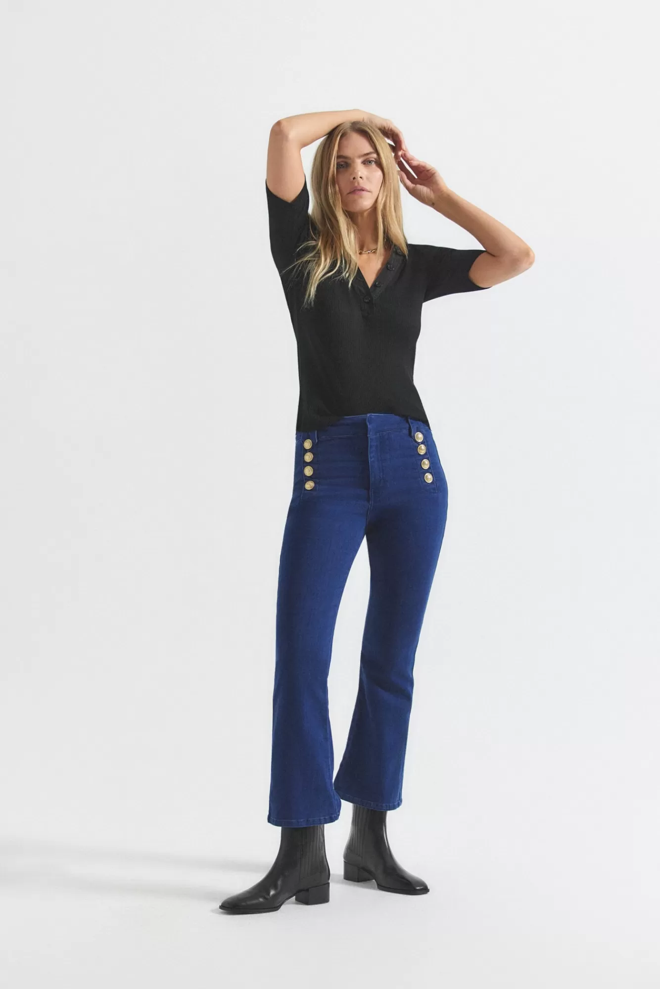 Derek Lam Robertson Crop Flare Jeans Dark Wash Fashion