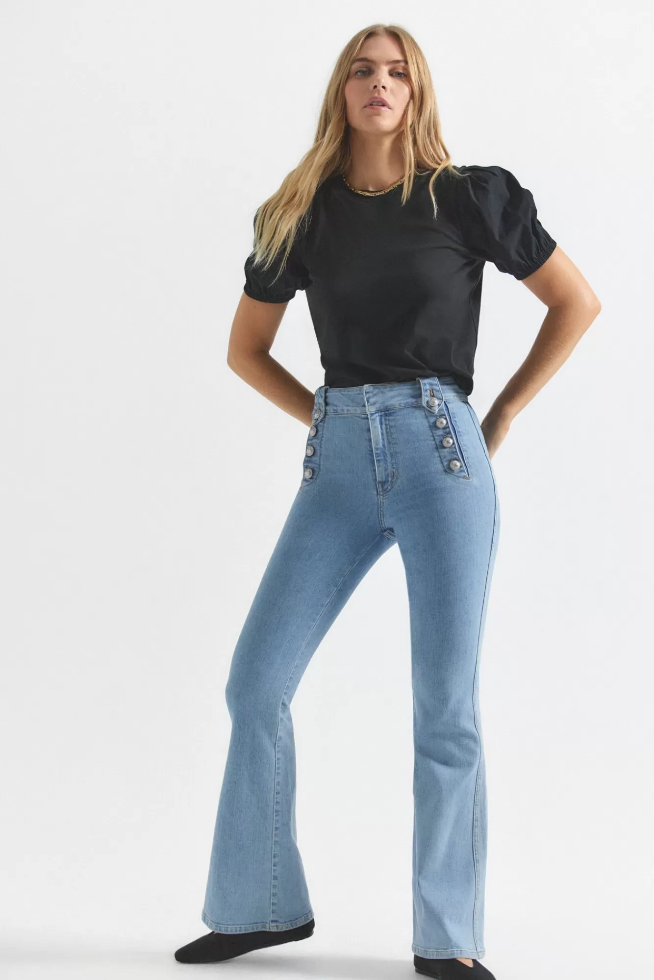 Derek Lam Robertson Flare Jeans Dover Light Flash Sale