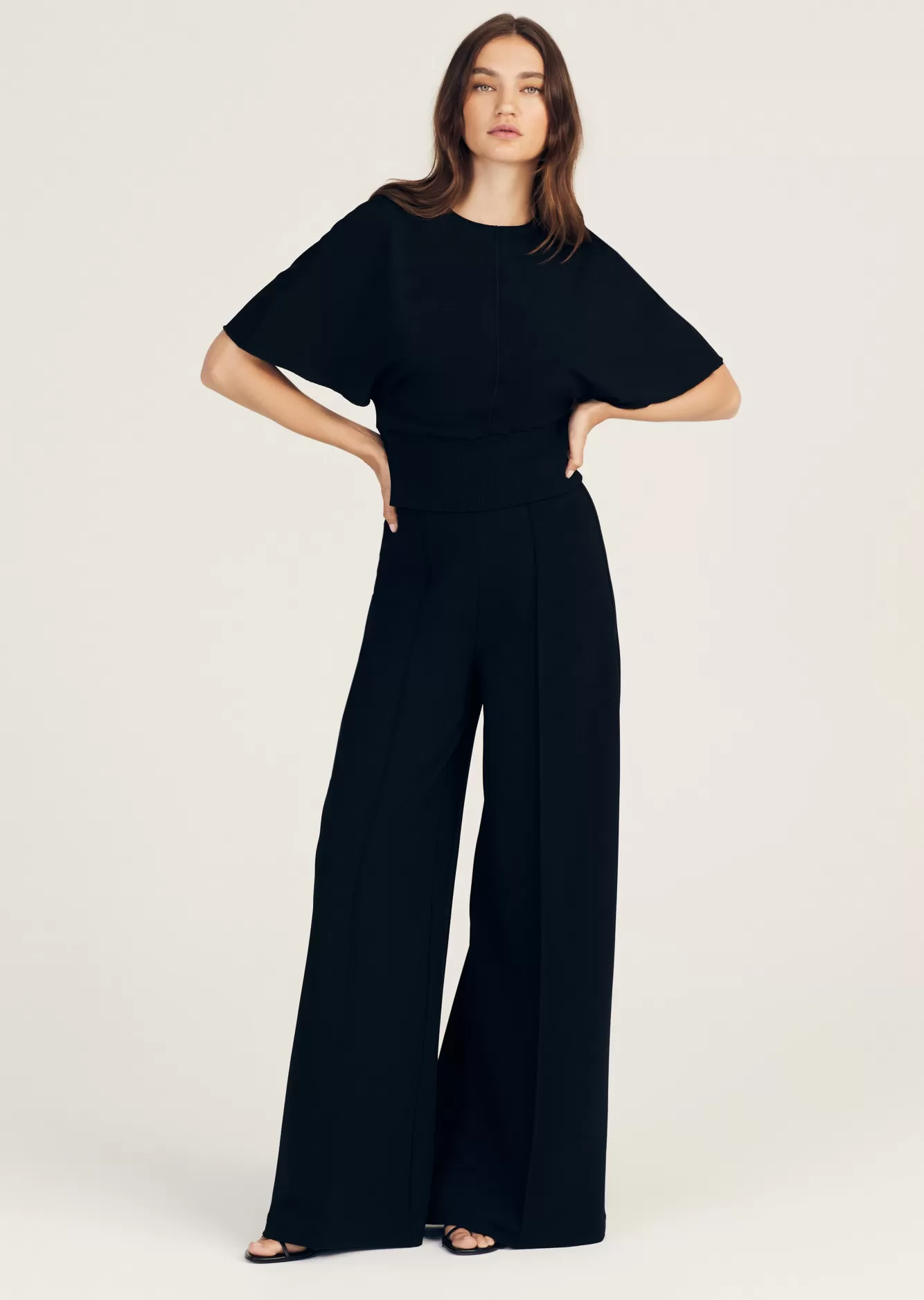Derek Lam Tempest Wide Leg Knit Trouser Black Flash Sale