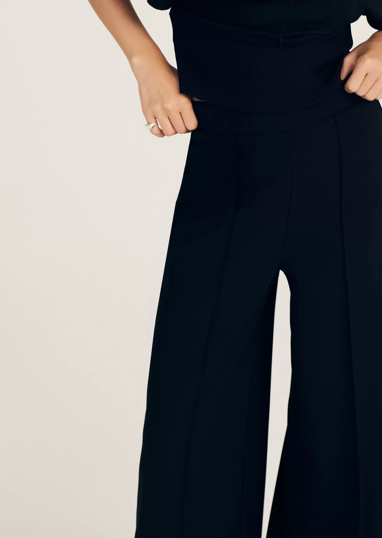 Derek Lam Tempest Wide Leg Knit Trouser Black Flash Sale