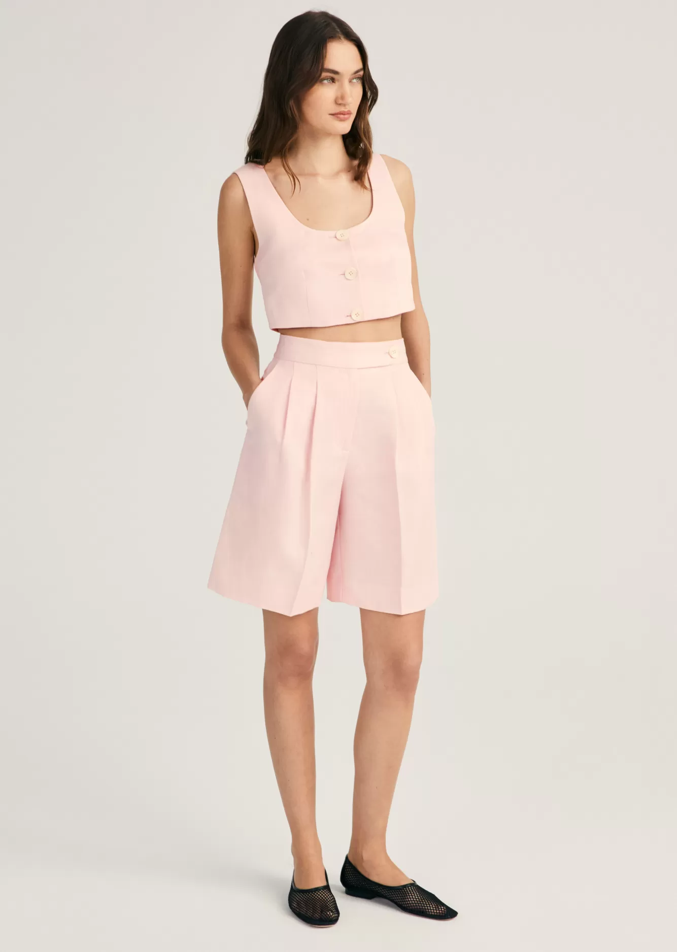 Derek Lam Terri Wide Leg Shorts Primrose Pink New