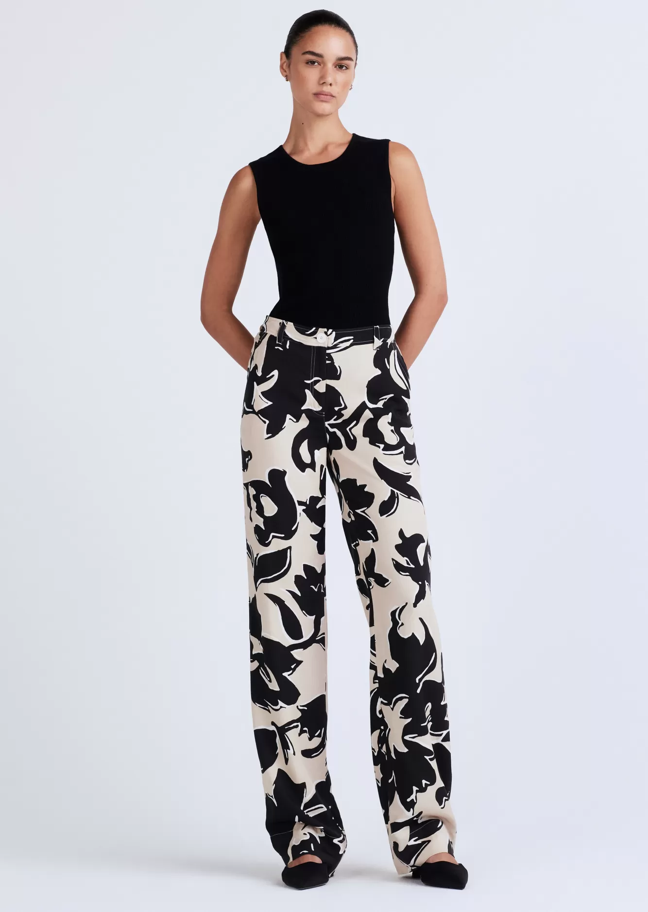 Derek Lam Vana Straight Leg Trousers Safari Multi Store